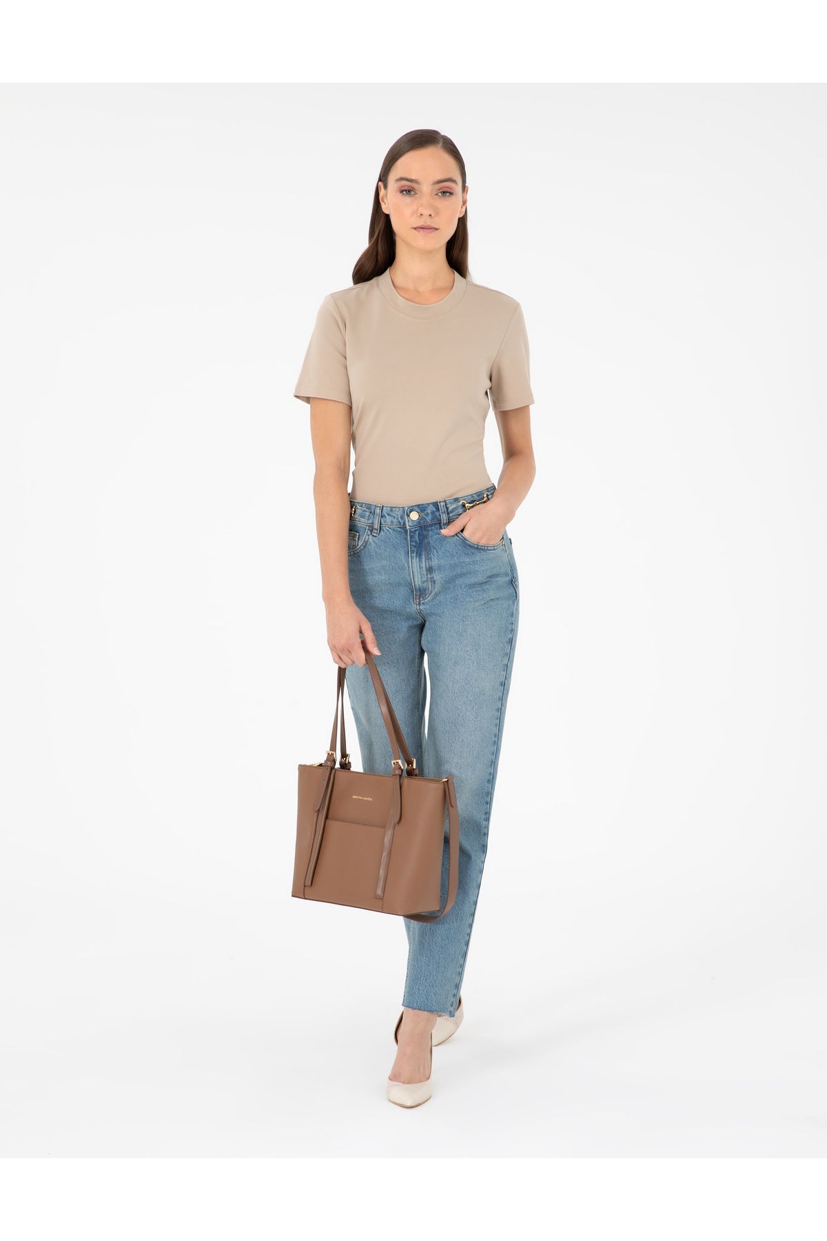 کیف شانه قهوه ای رنگ 50311173-VR099 Pierre Cardin