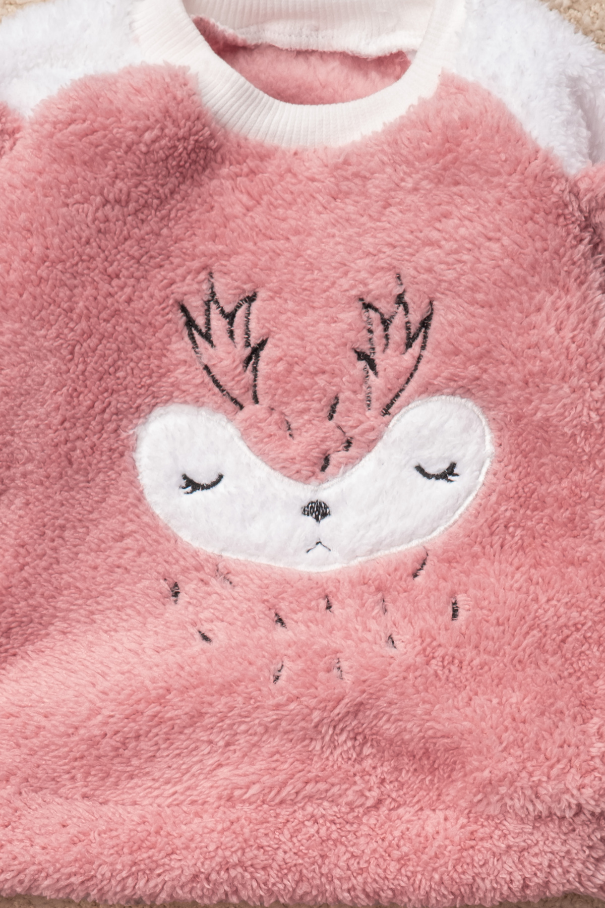 Mai Perla Kız Welsoft 3 Parça Geyik Desenli Ev Ayakkabısı Hediyeli Bebek Takım fotoğrafı 4 (önizleme)