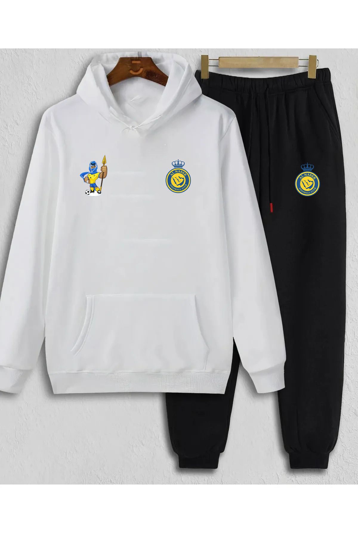 Pisa Art Al Nassr Taraftar Suudi Arabistan Özel Tasarım Kapşonlu Sweatshirt & Eşofman Altı 2'li Kombin