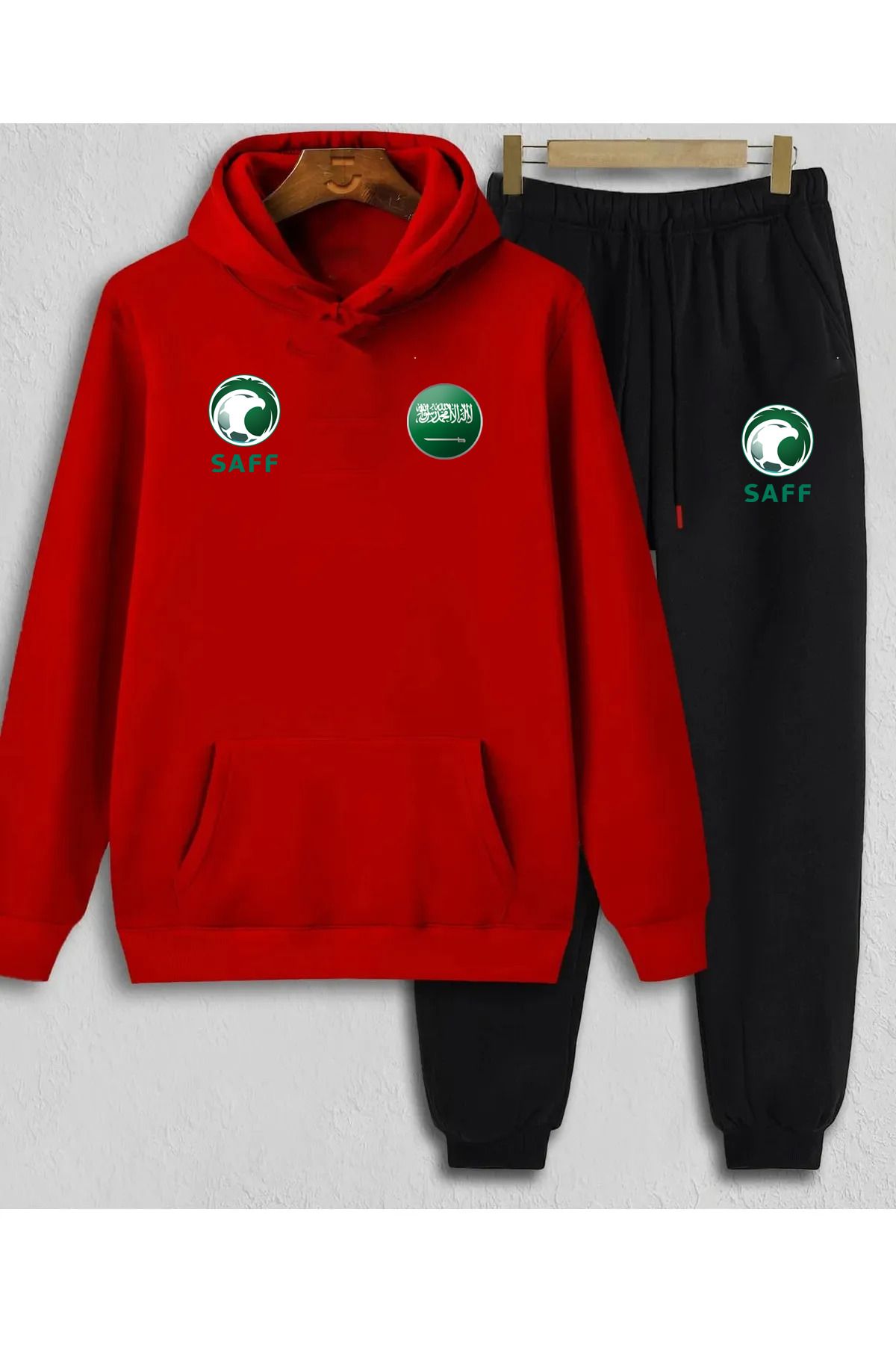 Pisa Art Suudi Arabistan Futbol Milli Takımı Özel Tasarım Kapşonlu Sweatshirt & Eşofman Altı 2'li Kombin