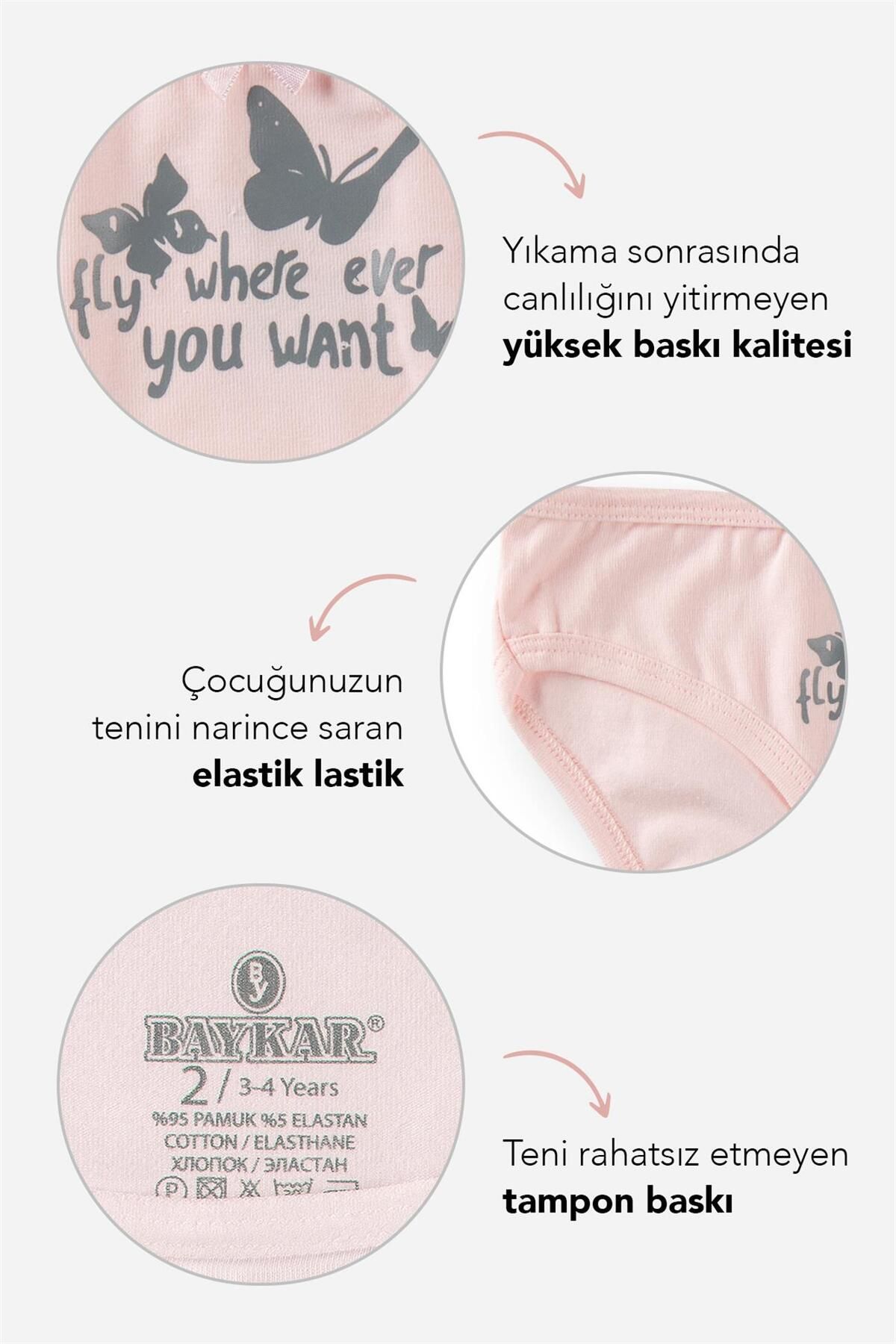 BAYKAR-Chiloți de bikini pentru fete, din bumbac, cu imprimeu colorat, cu detaliu fundă, pachet de 3 roz 2