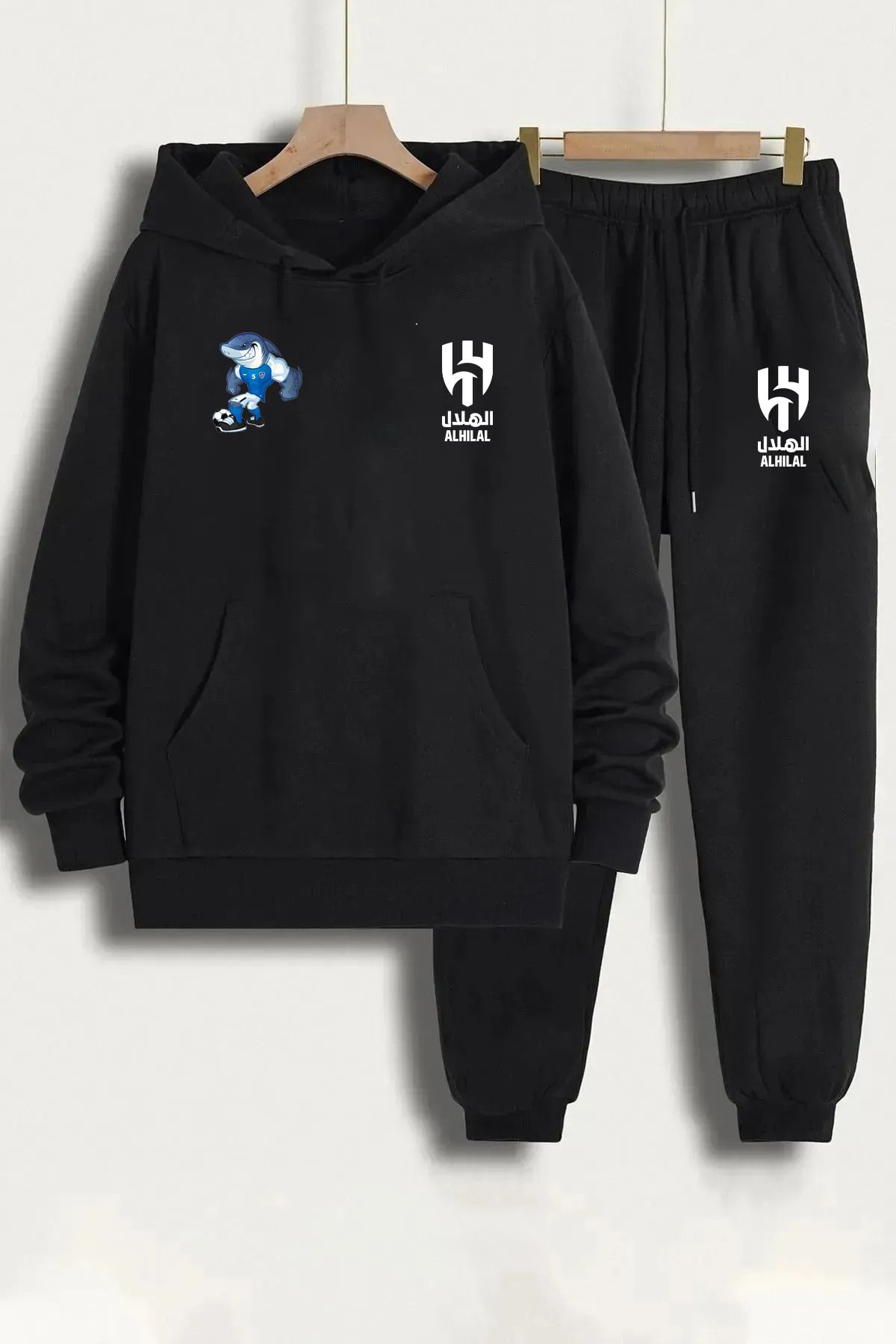Pisa Art Al Hilal Taraftar Suudi Arabistan Özel Tasarım Kapşonlu Sweatshirt & Eşofman Altı 2'li Kombin