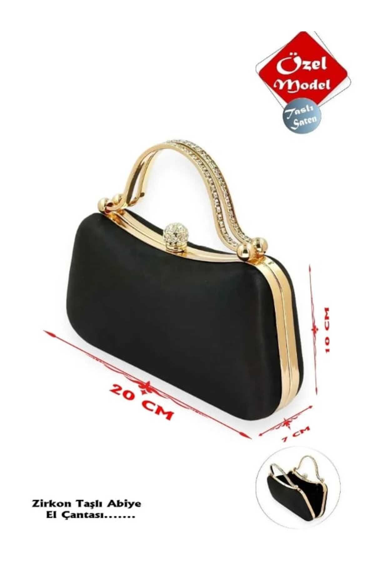 Dira Geanta De Seara De Dama Din Satin Negru Cu Zirconiu Femeie - One Size