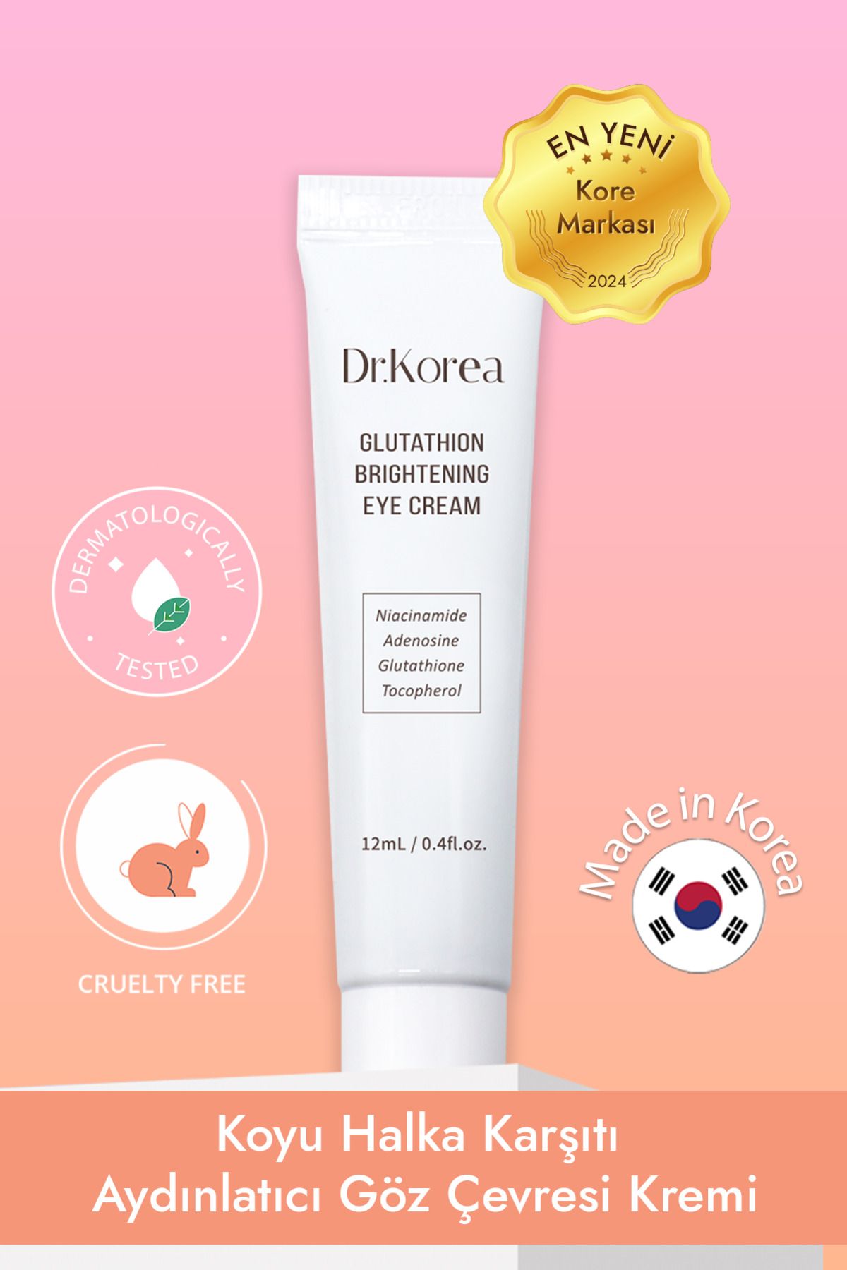 Dr.Korea - Glutathion Brightening Eye Cream - Koyu Halka Karşıtı Aydınlatıcı Göz Çevresi Kremi 12ml