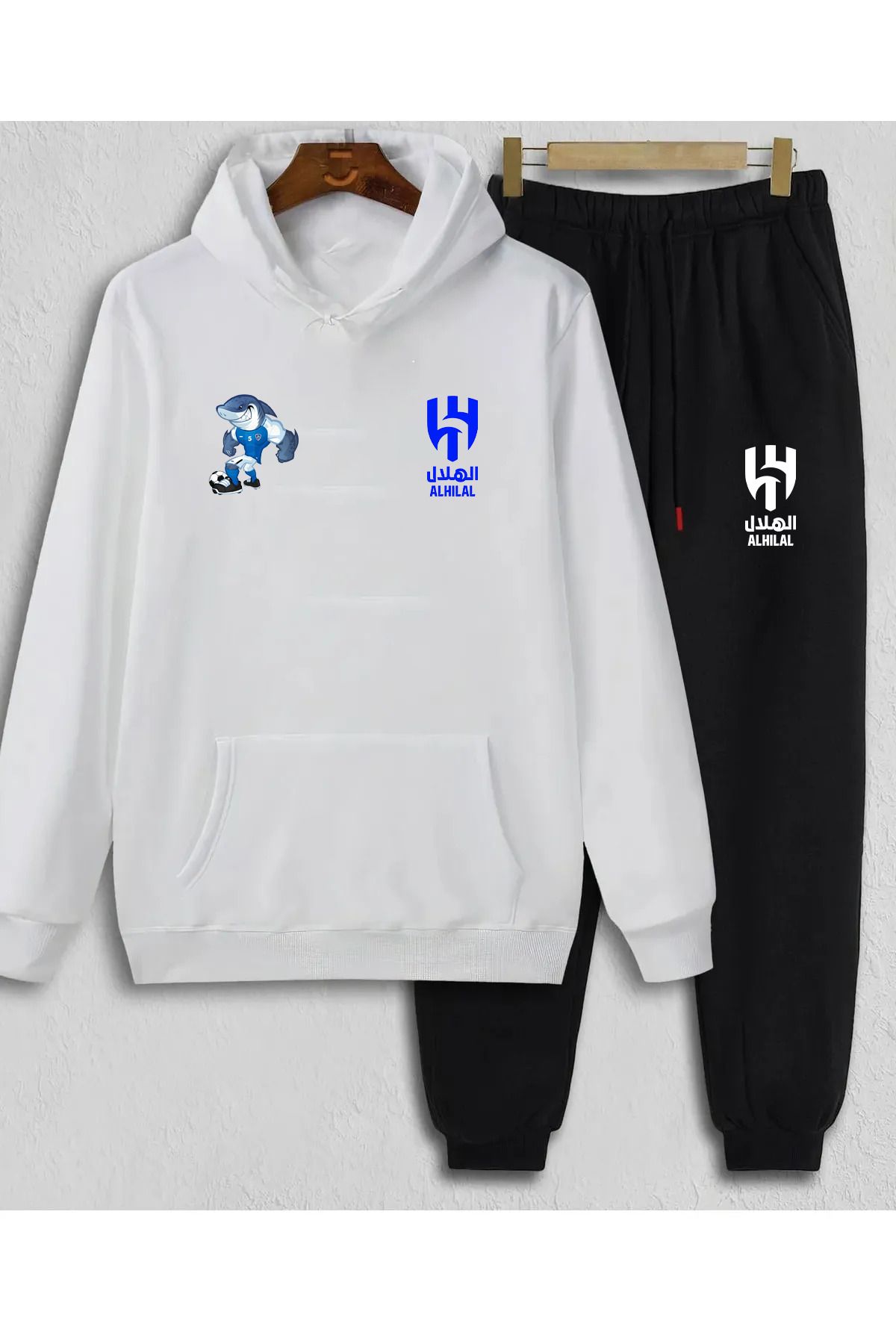 Pisa Art Al Hilal Taraftar Suudi Arabistan Özel Tasarım Kapşonlu Sweatshirt & Eşofman Altı 2'li Kombin