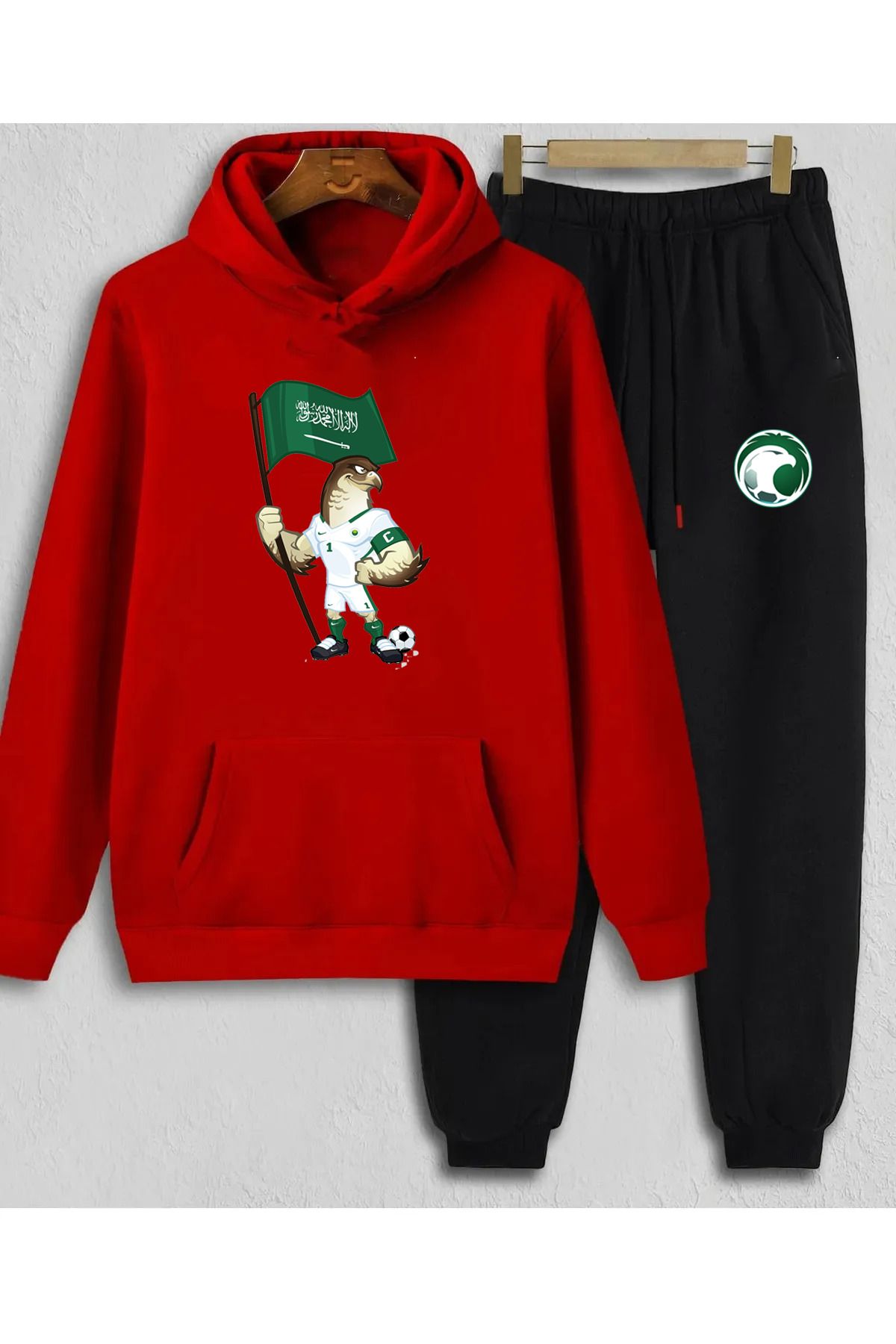 Pisa Art Suudi Arabistan Taraftar Milli Takımı Özel Tasarım Kapşonlu Sweatshirt & Eşofman Altı 2'li Kombin