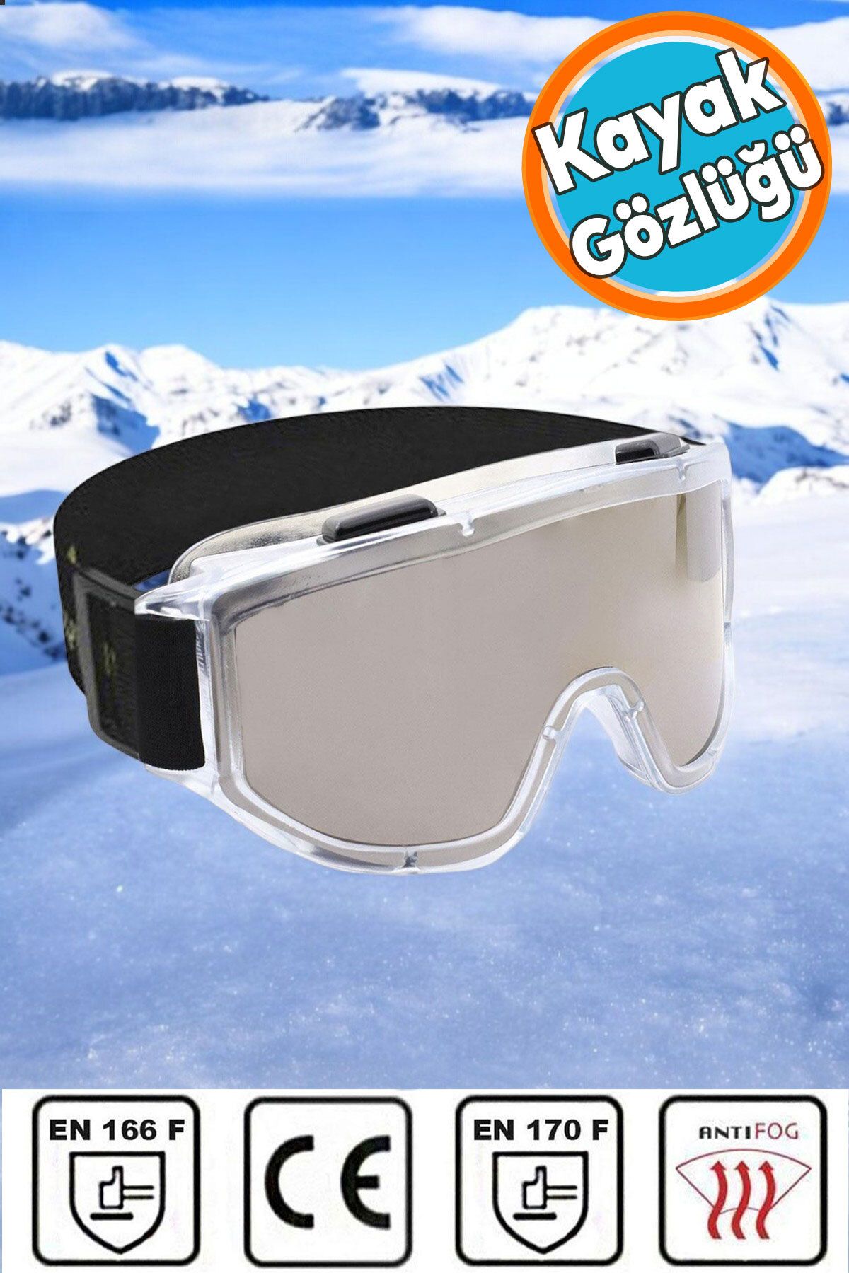 NZB Kayak Gözlüğü Antifog Ventilli Güneş Kar Gümüş Snowboard Glasses Ekonomik Gözlük