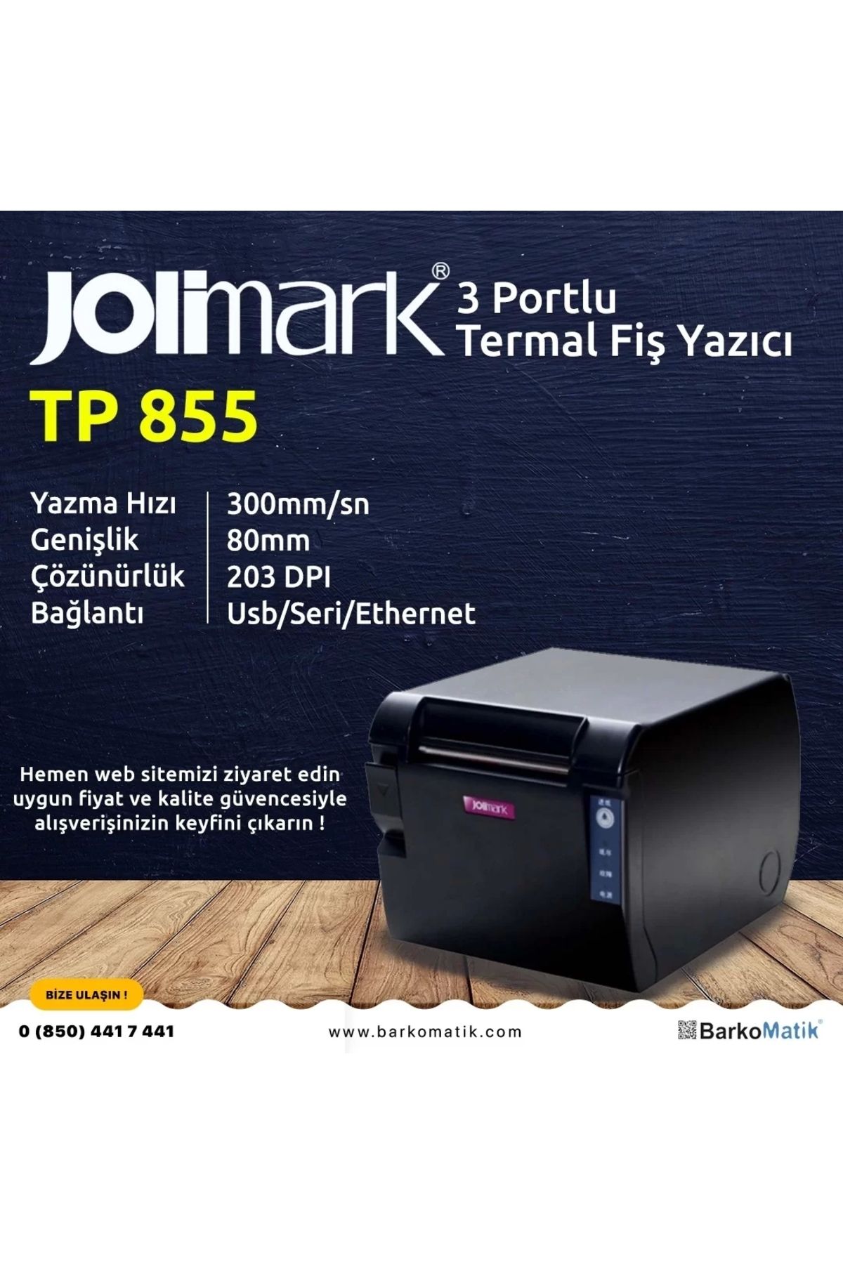 JOLIMARK Tp 855 Termal Fiş Yazıcı Usb/eth/seri