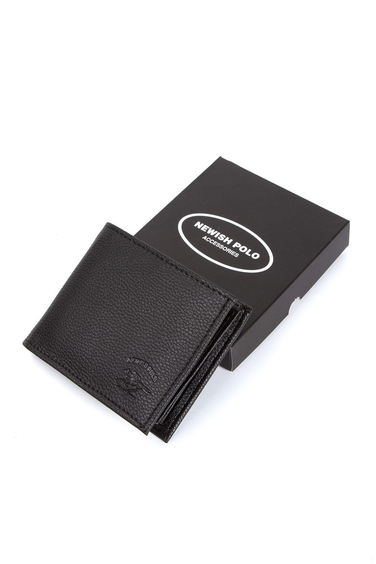 Newish Polo-Manavgat Faux Leather Men's Wallet Card Holder Black 1