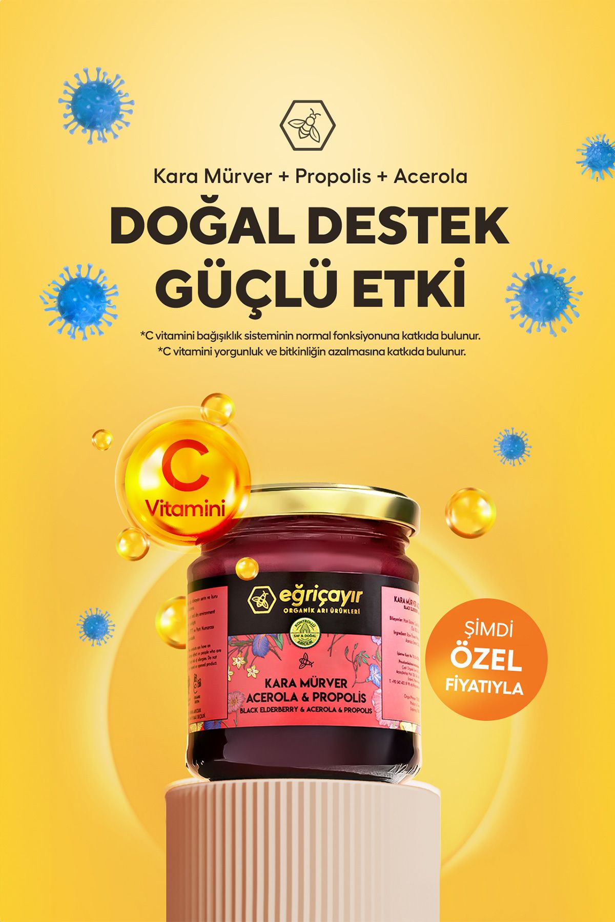 Eğriçayır Kara Mürver, Acerola Ve Propolis Karışımı 225 gr