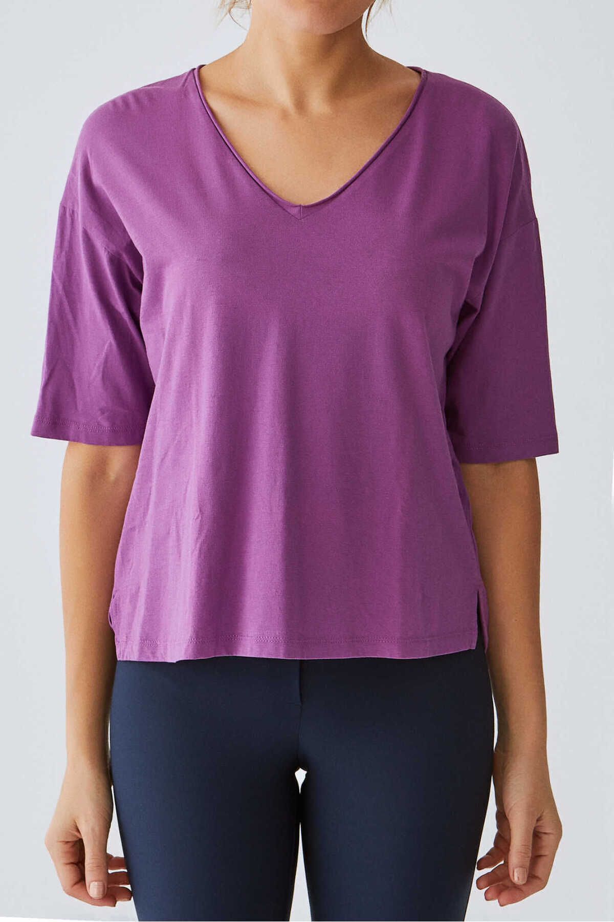 Roman-V-neck Basic T-shirt Fuchsia Y1959102_003 1