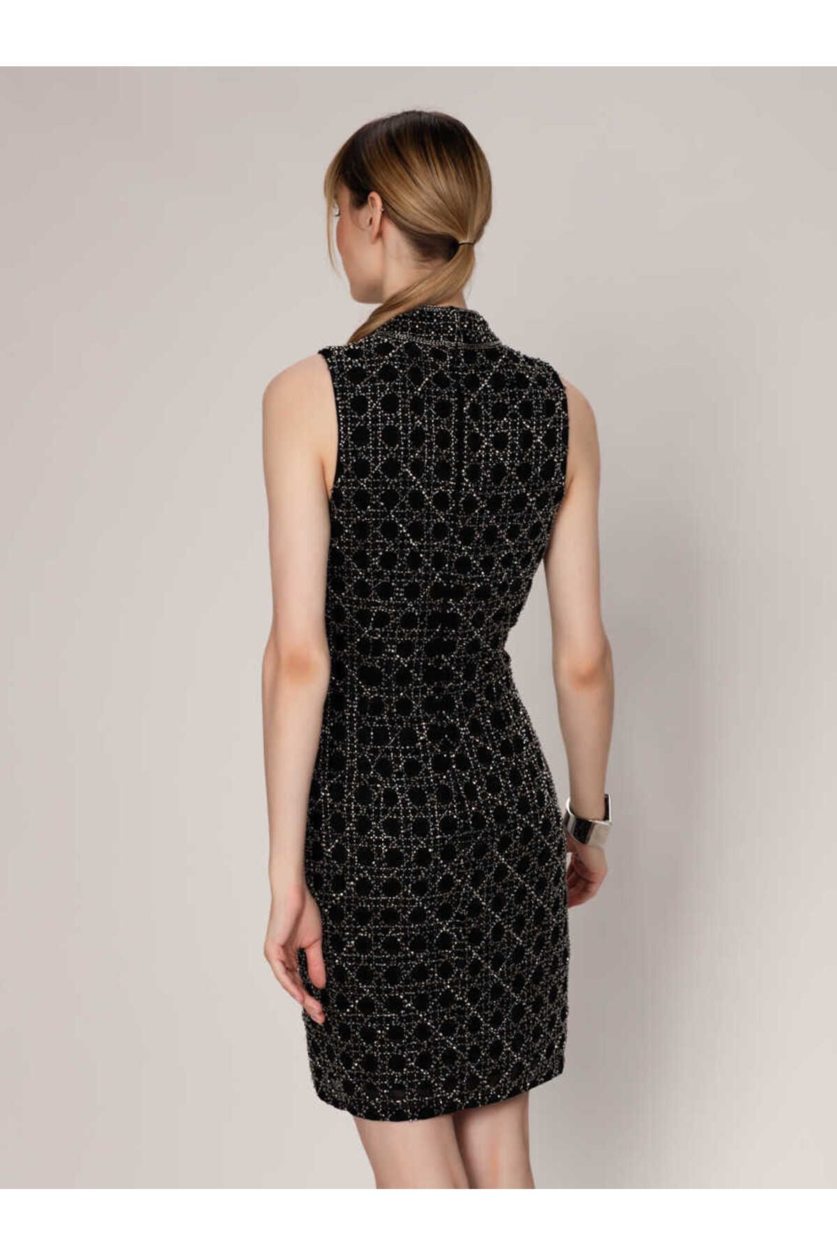 Roman-Embroidered Mini Evening Dress Black K1962101_001 2