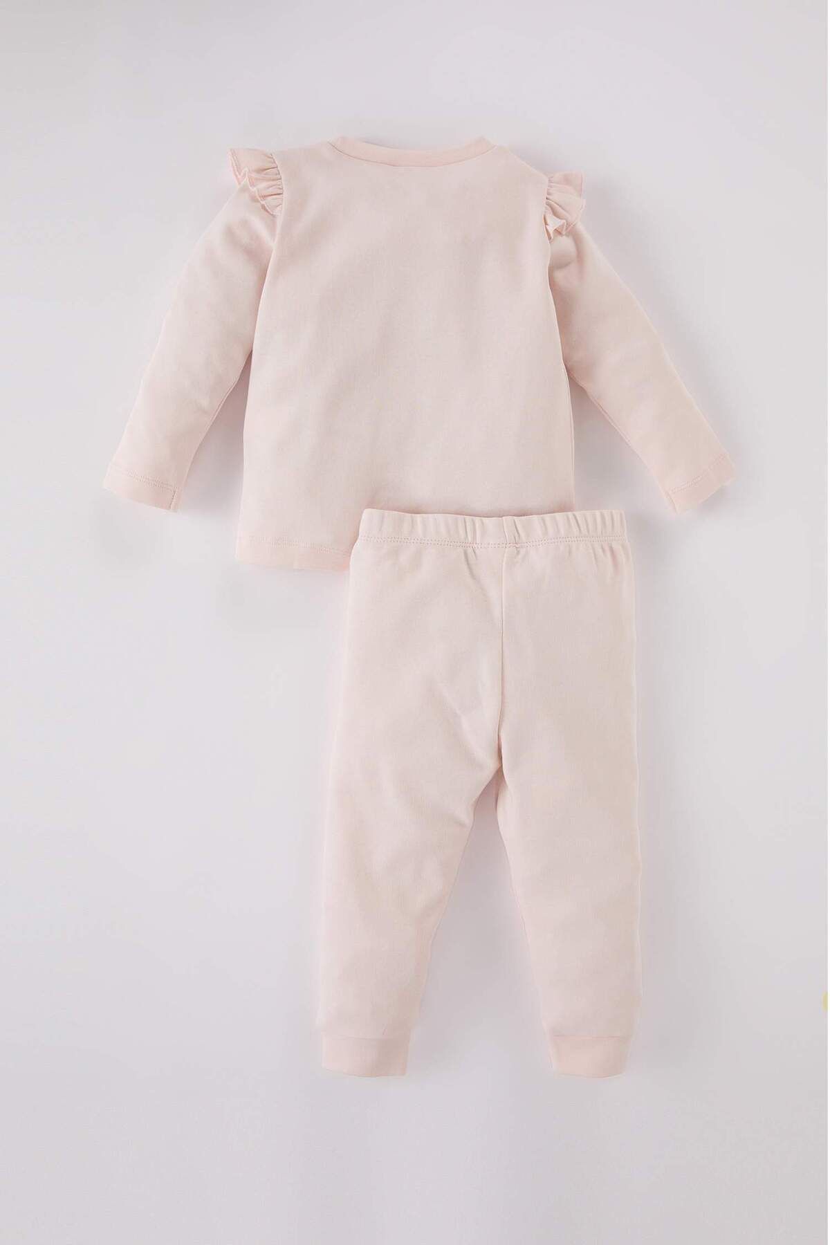 DeFacto-Baby-Pyjama-Set für Mädchen – Ballerina-Aufdruck, lange Ärmel, Rundhalsausschnitt, elastische Taille, langer Boden 3183028 4