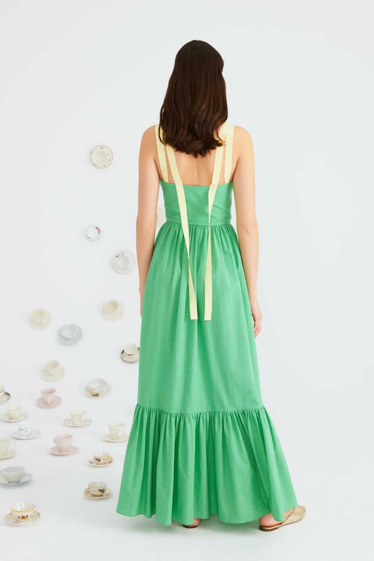 Roman-Strappy Pleated Long Dress Green Y2211050_012 2