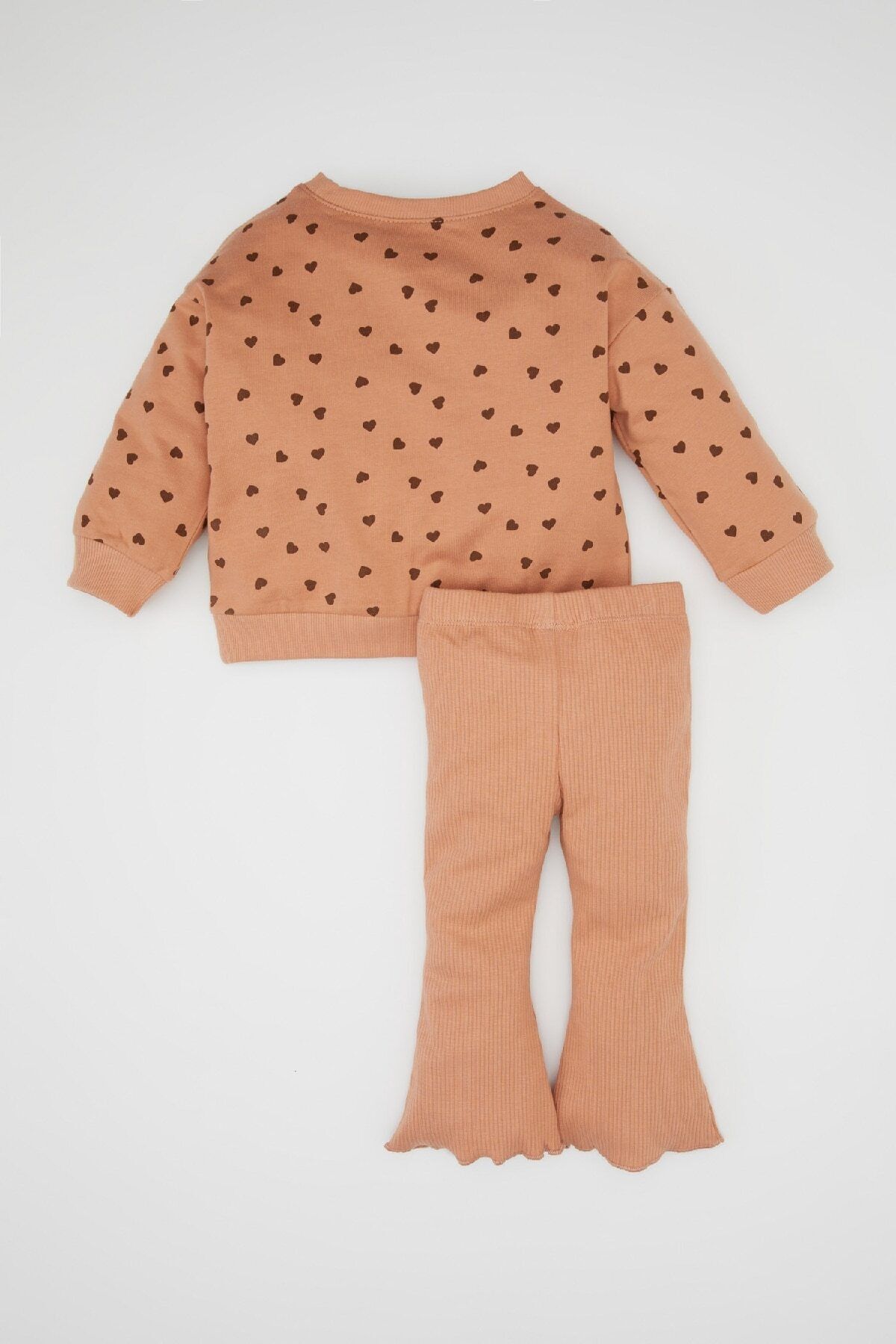 DeFacto-Herzgemustertes Baby-Sweatshirt und Leggings für Mädchen – Rundhalsausschnitt, elastische Taille D1676a524au 5