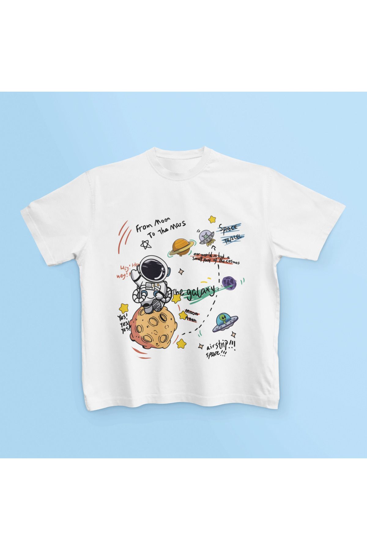 MAGORS Tricou Copii Cu Mânecă Scurtă, Bumbac, Imprimat Galaxy Unisex - 7–8 years