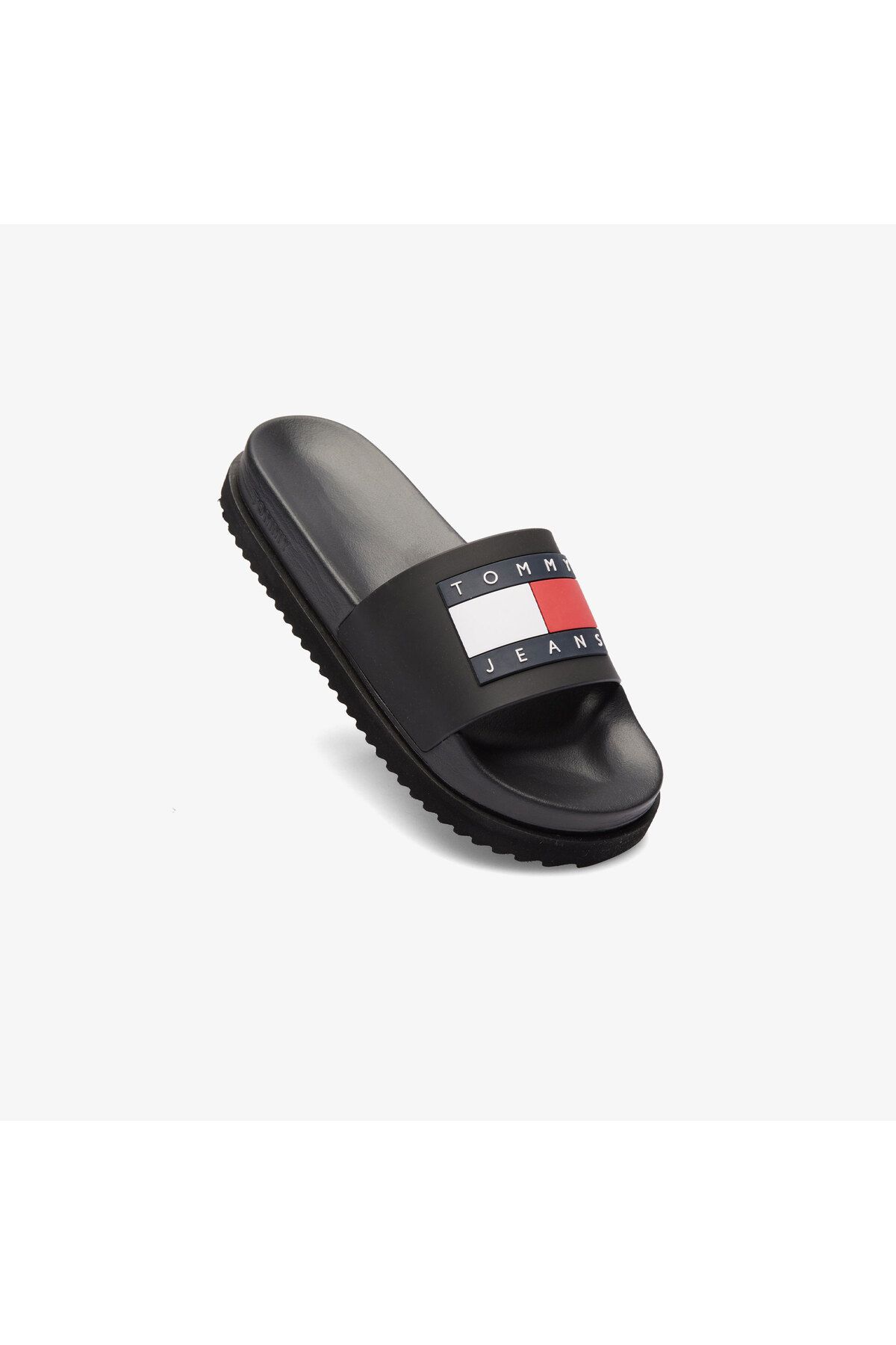 صندل سیاه زنانه شلوار جین تامی بلند شده اسلاید Flatform دمپایی Tommy Hilfiger