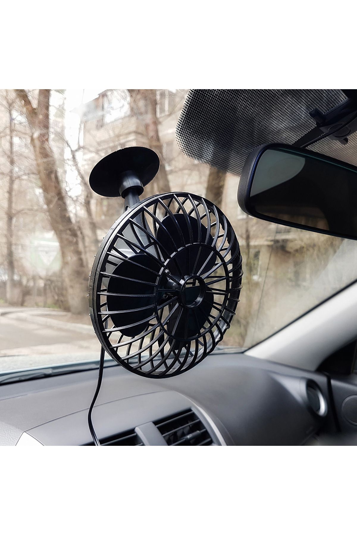 Mega Oto Market-5.5" 14 cm Mini Fan - In-Car 12V Suction Cup, Propeller Cigarette Lighter Port All a 1