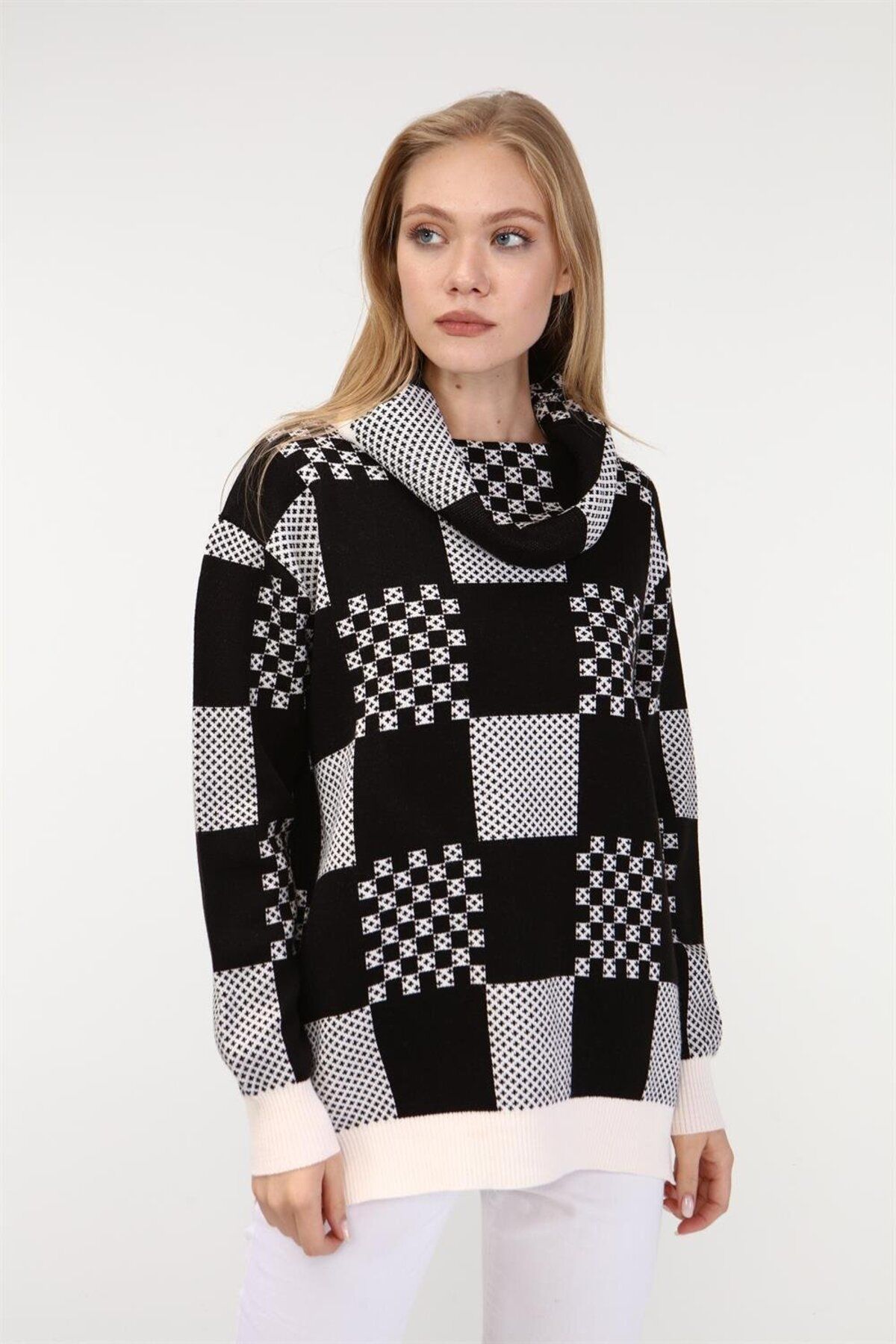Garmi Pulover De Damă Cu Modele Tricotate Ecru Femeie - 1