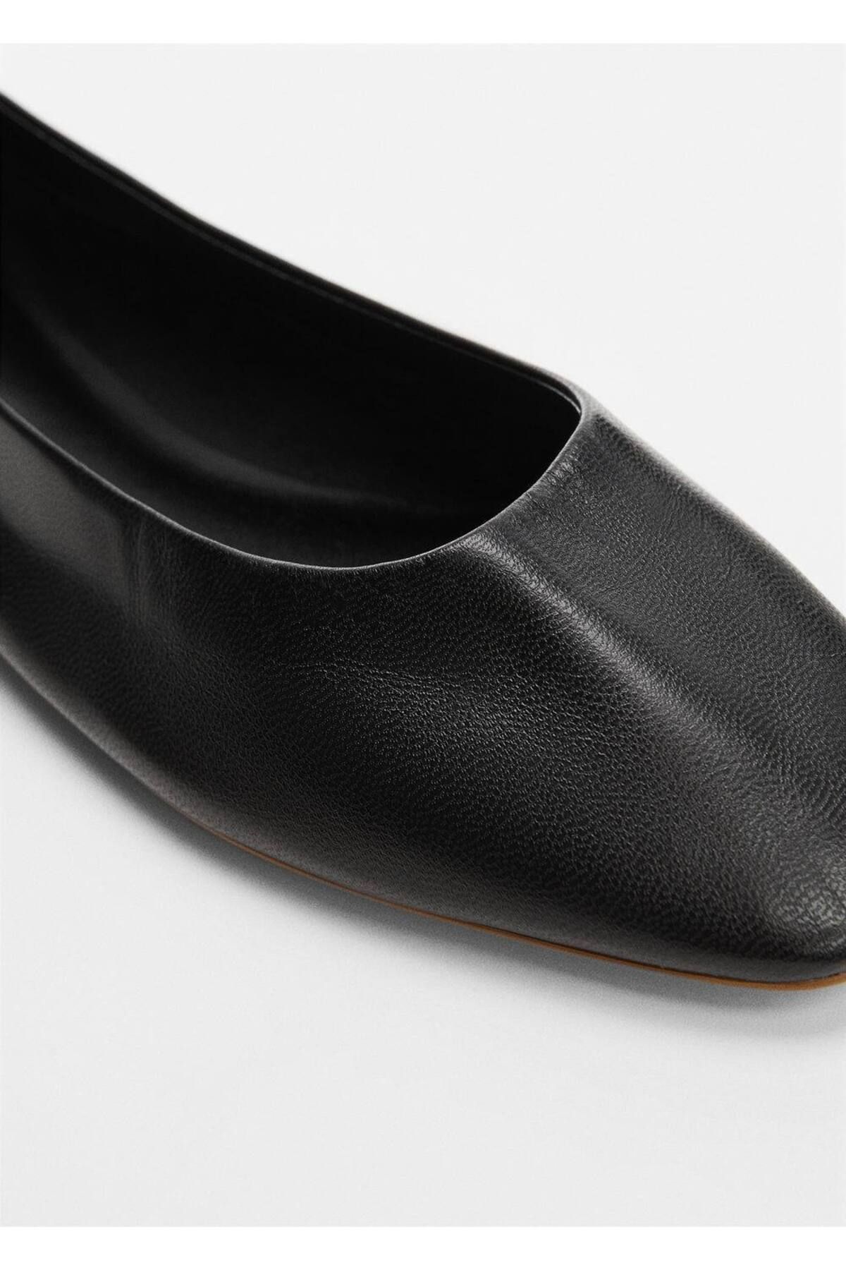 MANGO Woman-Leather Ballerinas 4