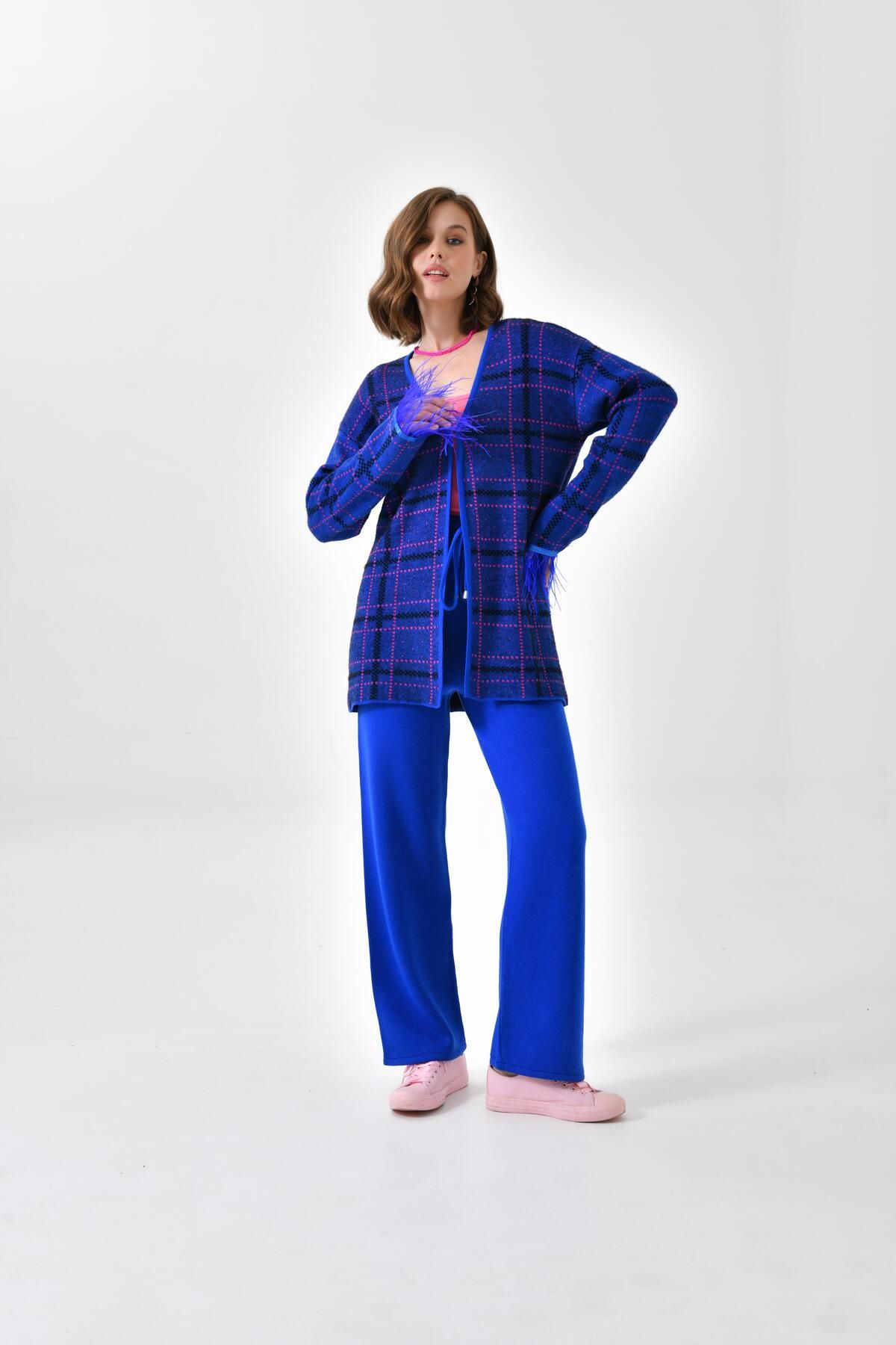 Garmi Set Pantaloni Cu Detalii Ftz Saks Blue Feather Pentru Femei Femeie - 38-40