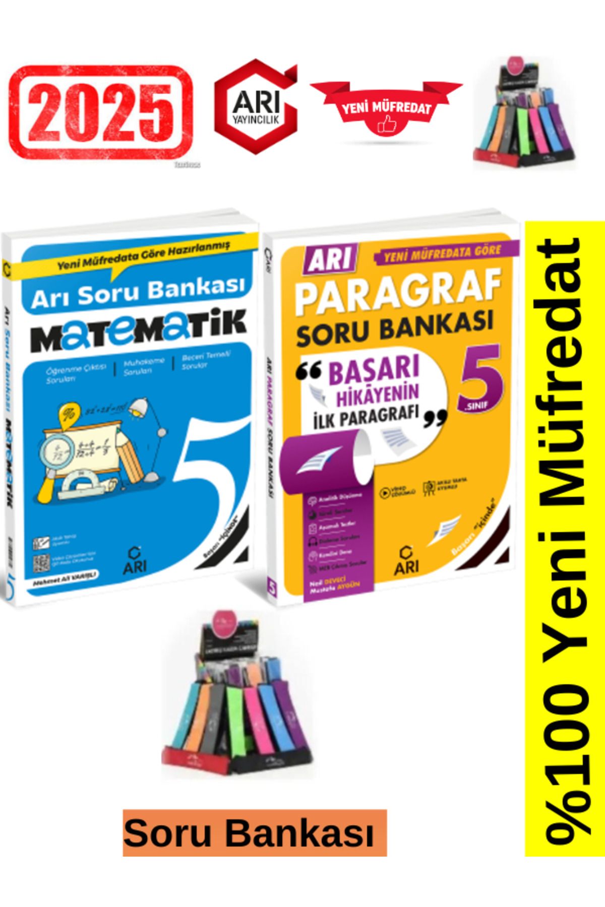 Arı Yayıncılık 2024-2025 Müfredat 5.Sınıf Matematik-Paragraf Video Çözümlü Soru Bankası Seti+Kalemlik