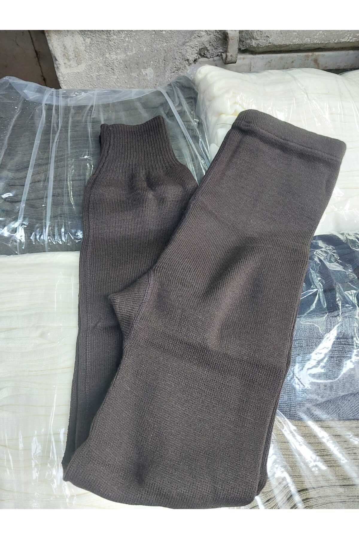 aryam butik-Unisex Winter Wool Thick Leggings Underwear - Brown 3