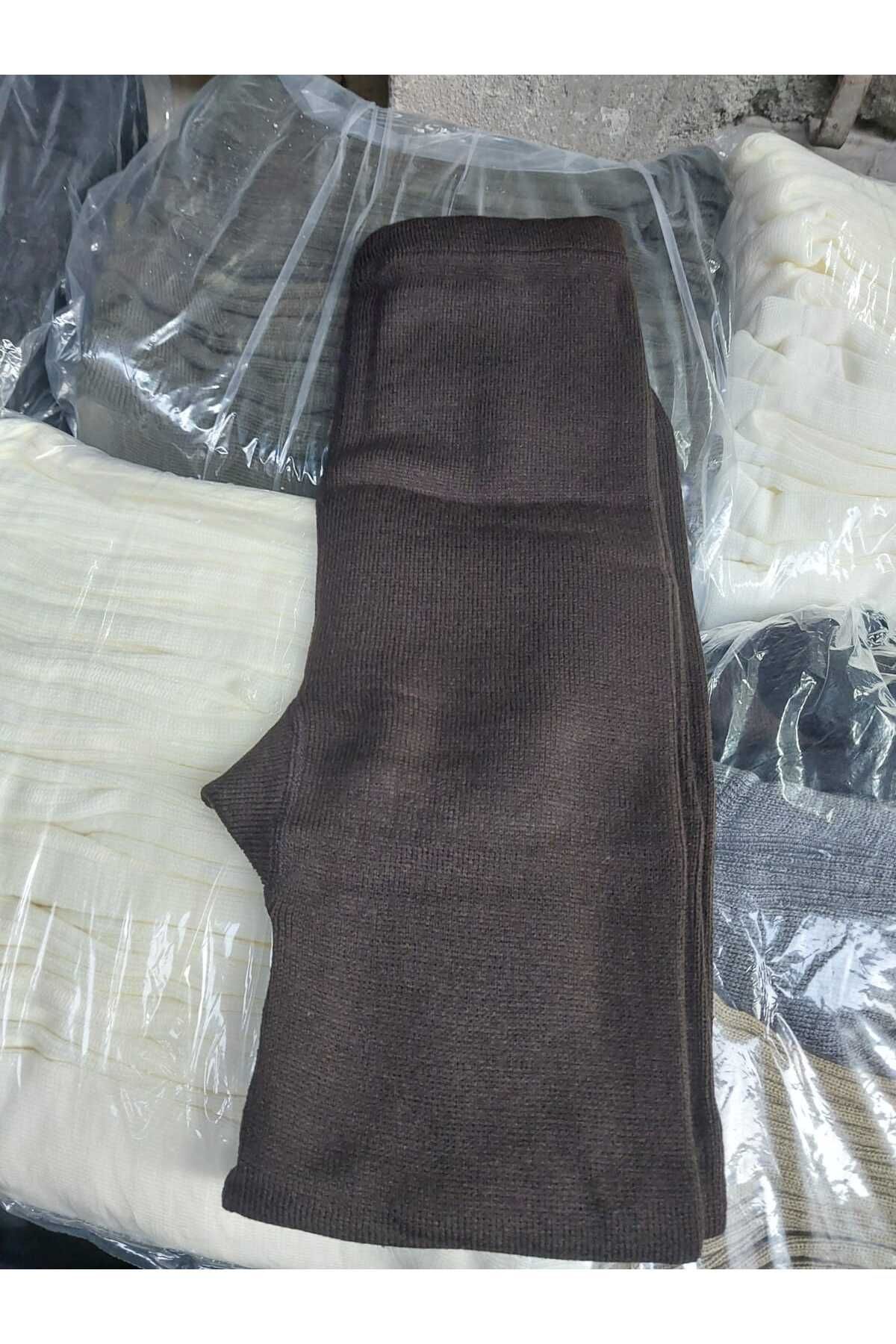 aryam butik-Unisex Winter Wool Thick Leggings Underwear - Brown 2