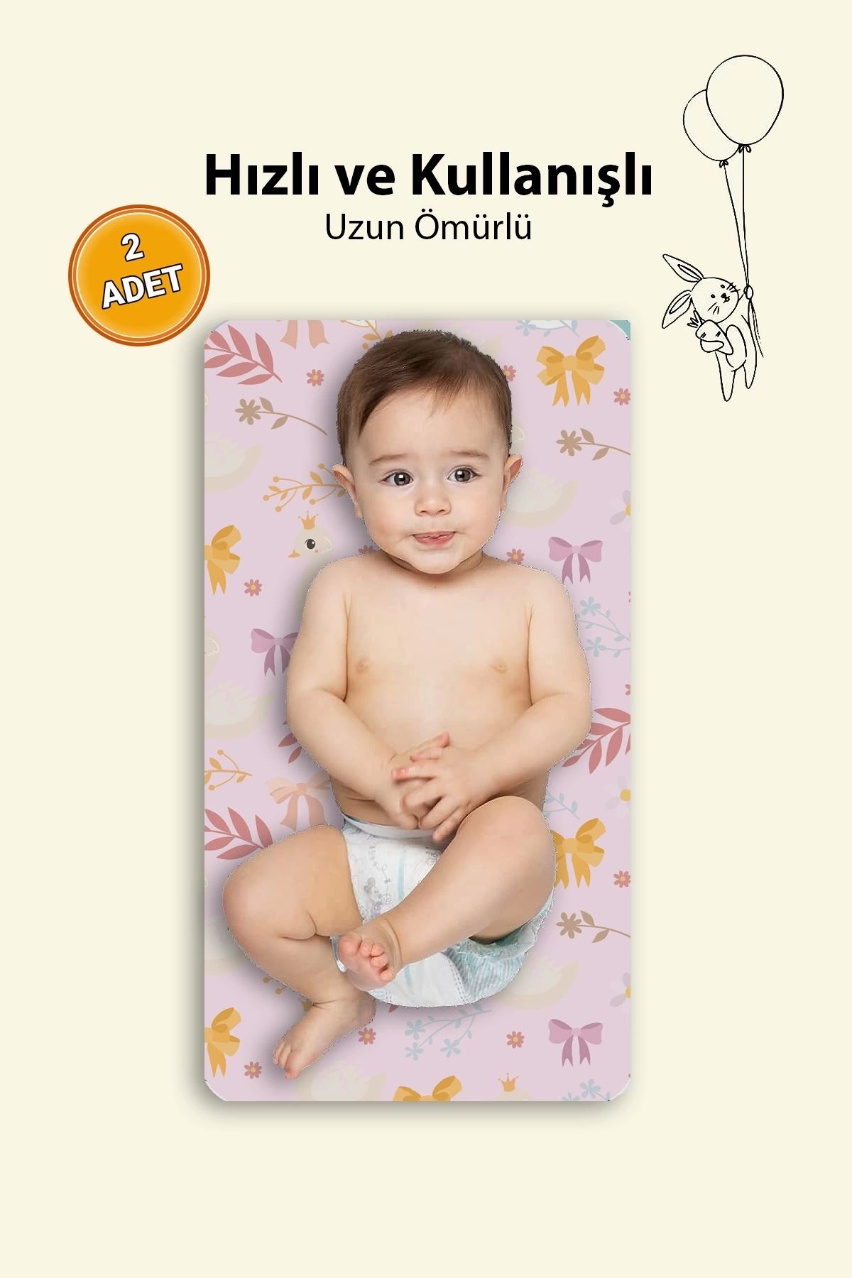 MatGo Baby Kuğulu Bebek Alt Açma Matı Minderi Yıkanır Sıvı Geçirmez Bakım Pad Örtüsü 35x65cm 2 Adet