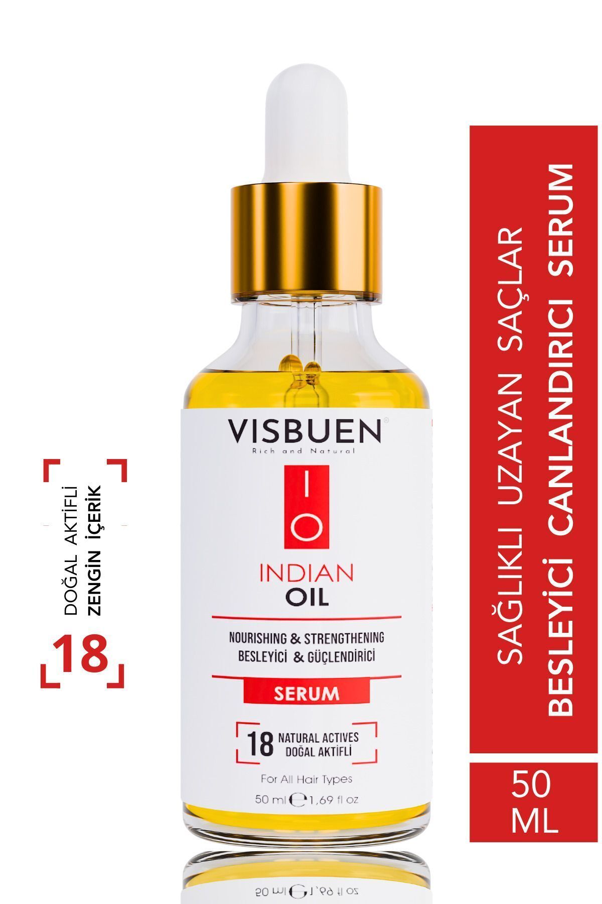 Visbuen Hint Yağı 18 Doğal Aktifli Hızlı Saç Uzatma ve Besleyici Etkili Serum