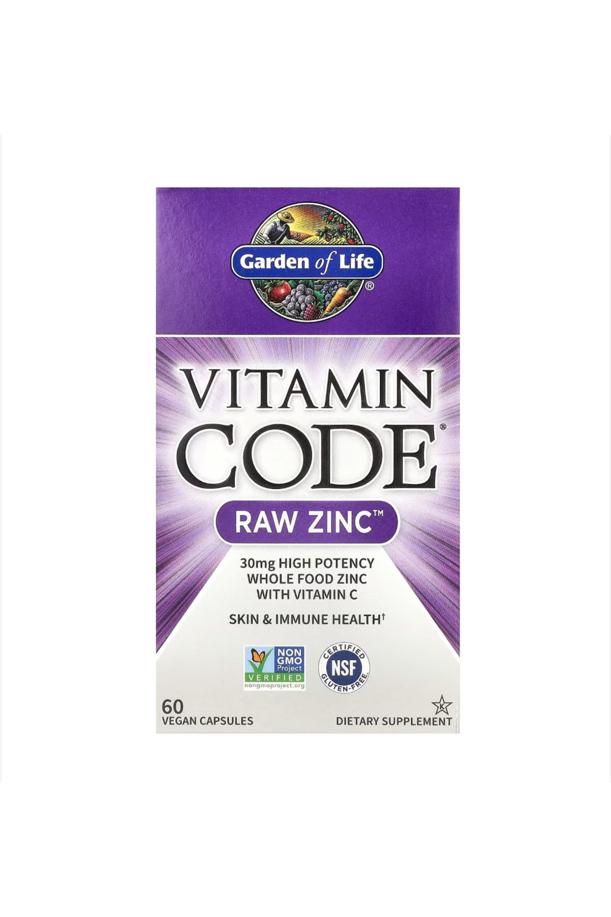 GARDEN OF LIFE , Vitamin Code, RAW Zinc, 60 Vegan Capsules us.menş73