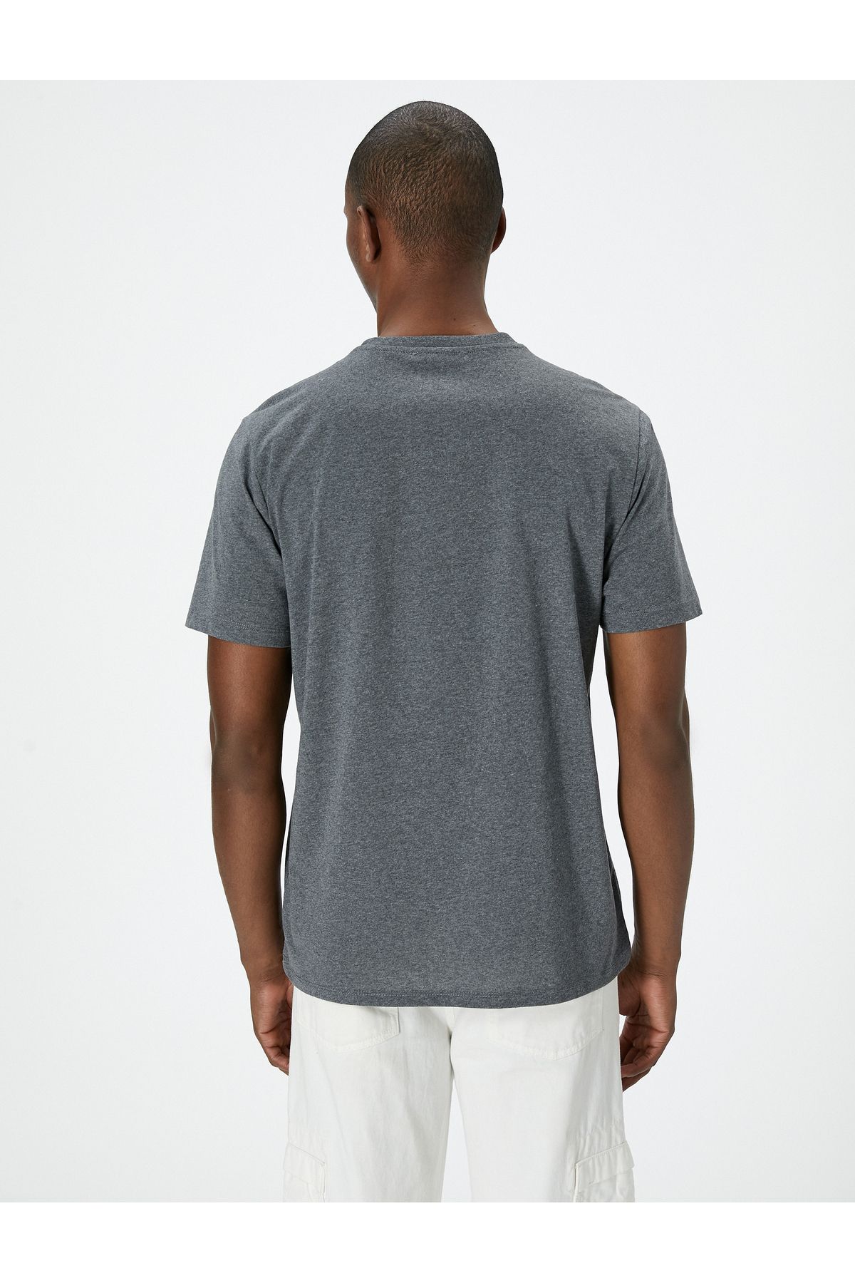 Koton-Crew Neck Short Sleeve Slogan Printed T-Shirt 4