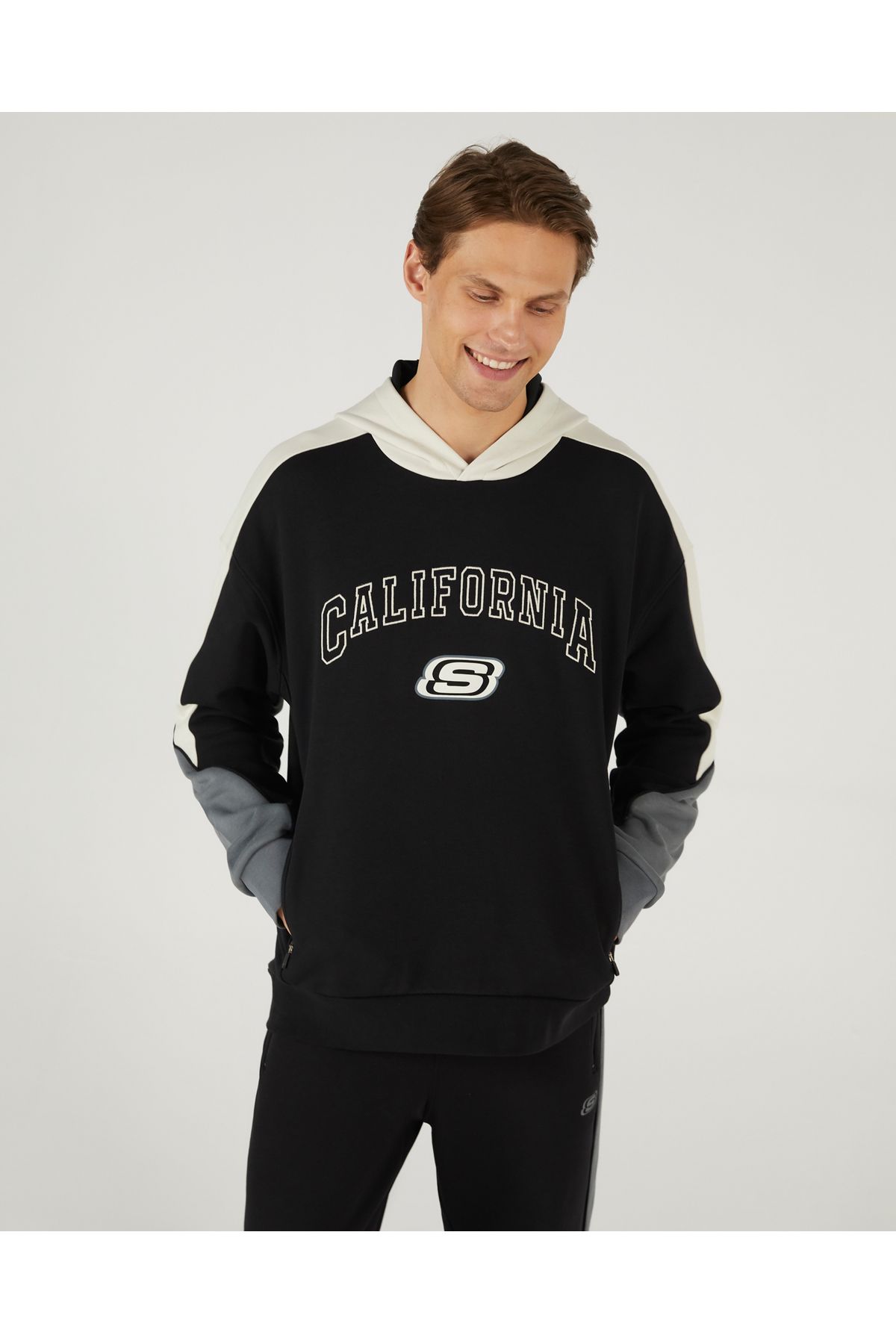 سویشرت مردانه هودی معمولی M Lw Fleece سویشرت مشکی مردانه S242090-001 Skechers