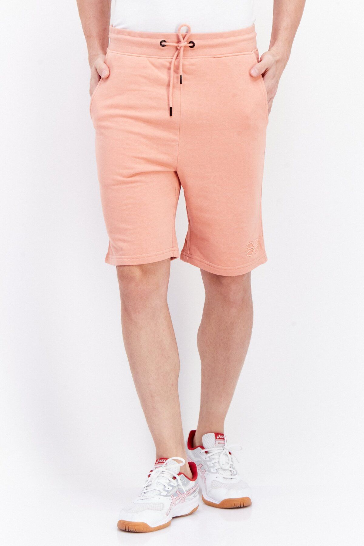 Crosshatch-Men Regular Fit Plain Basic Shorts, Coral 1