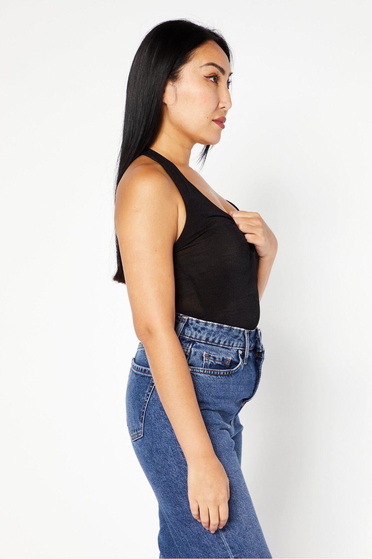 Don't Call Me Jennyfer-Women Textured Sleeveless Bodysuit, Black 2