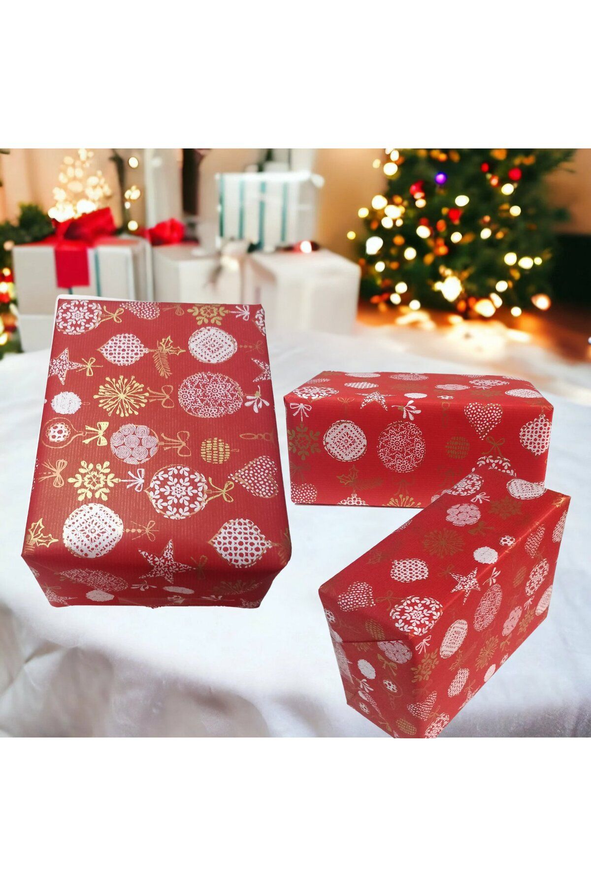 roco paper-Heart Patterned Red Italian Gift Wrapping Paper - 70X200 cm 4