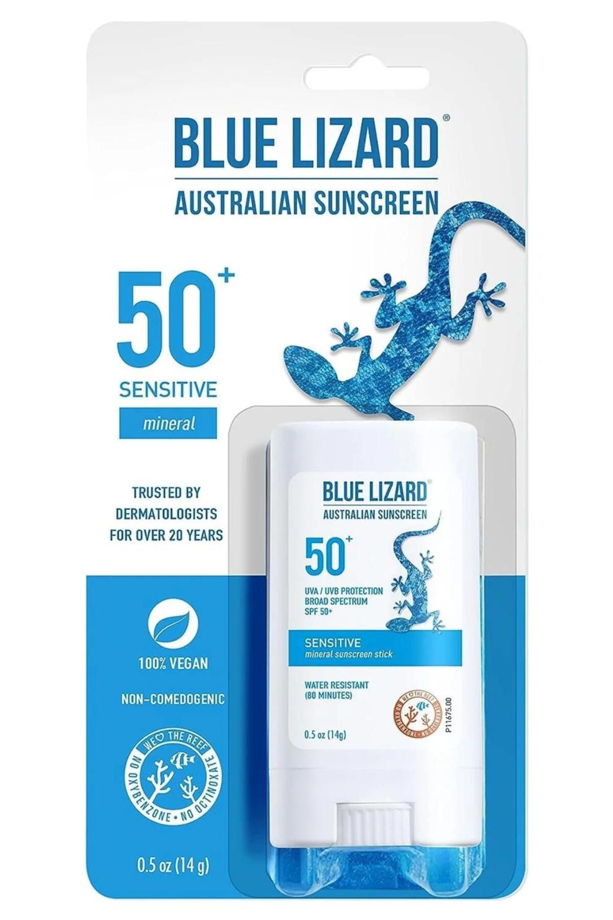 Blue Lizard Australian Sunscreen Sensitive SPF 50 Mineral Sunscreen Stick 14g.