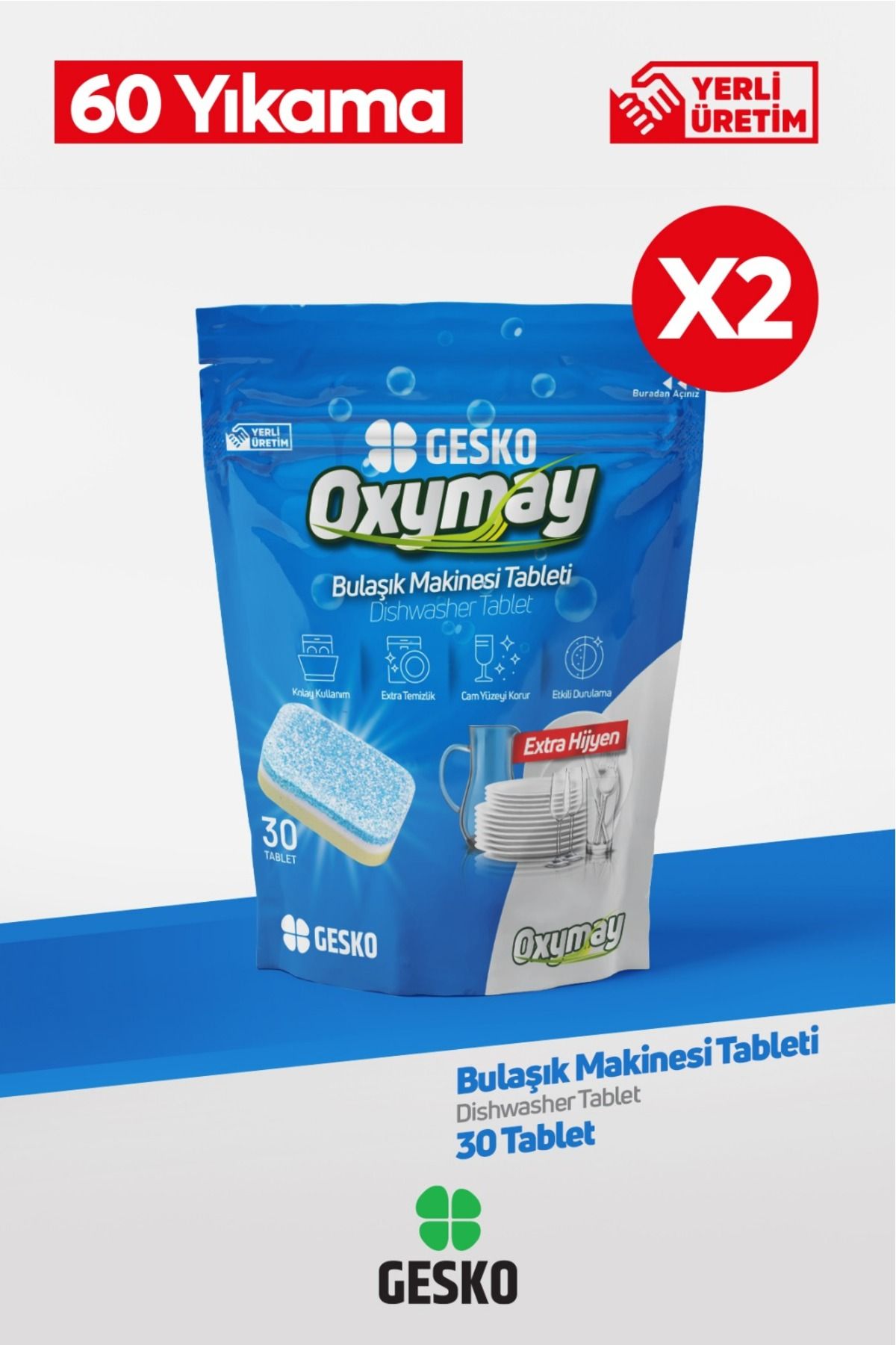 GESKO Bulaşık Makinesi Tableti 3 In 1 Hepsi Bir Arada 60 Tablet