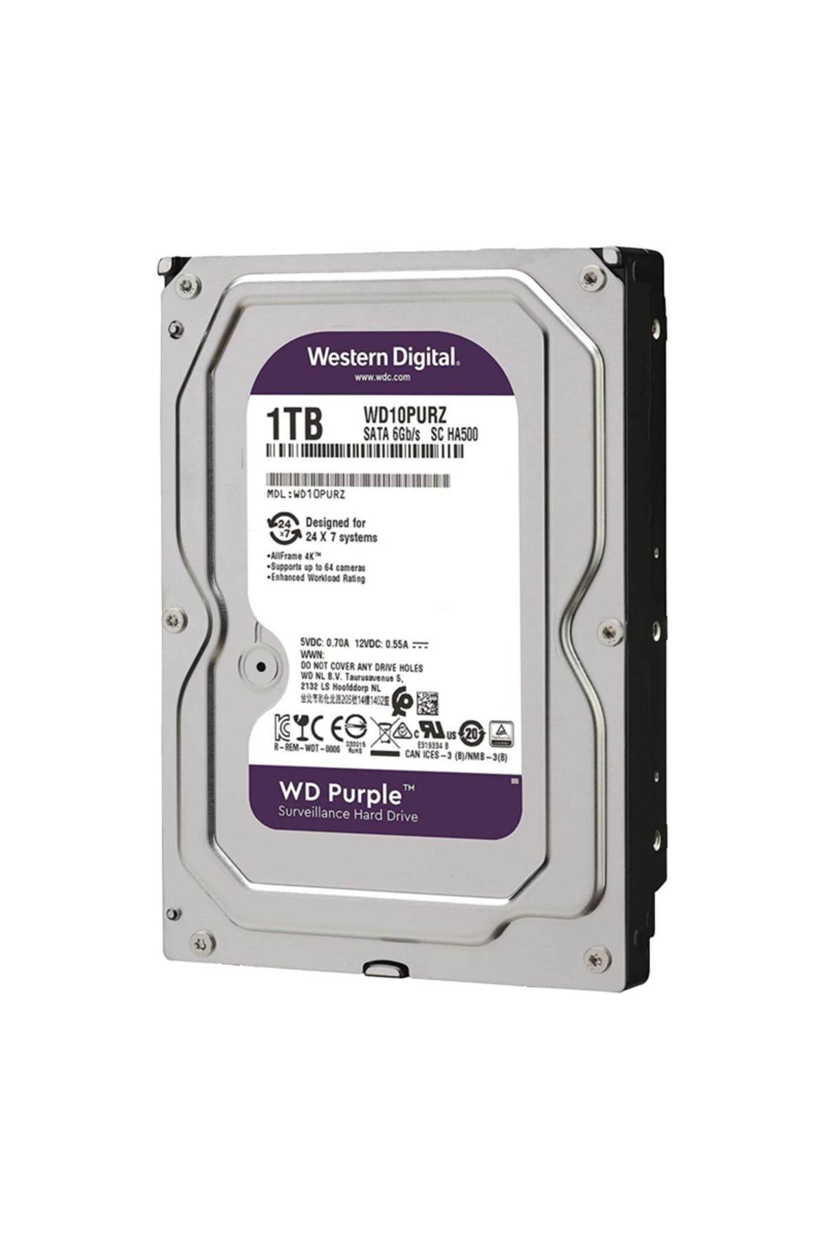 Genel Markalar WESTERN DIGITAL PURPLE WD10PURZ 1 TB SATA 6GB/S 7/24 GÜVENLİK HARDDISK