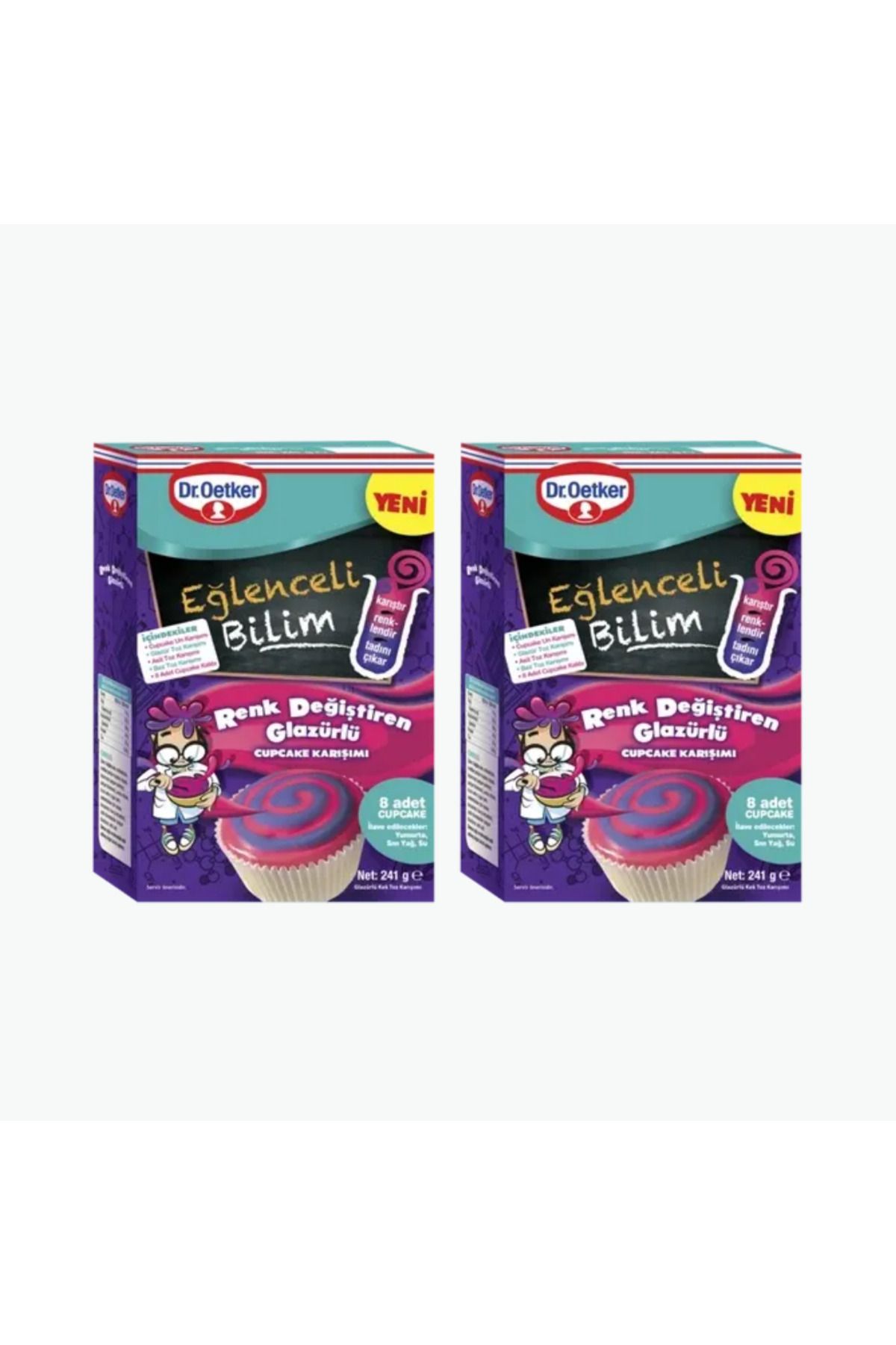 Dr. Oetker Eğlenceli Bilim Serisi Renk Değiştiren Glazürlü Cupcake Karışımı 241 Gr 2 Adet