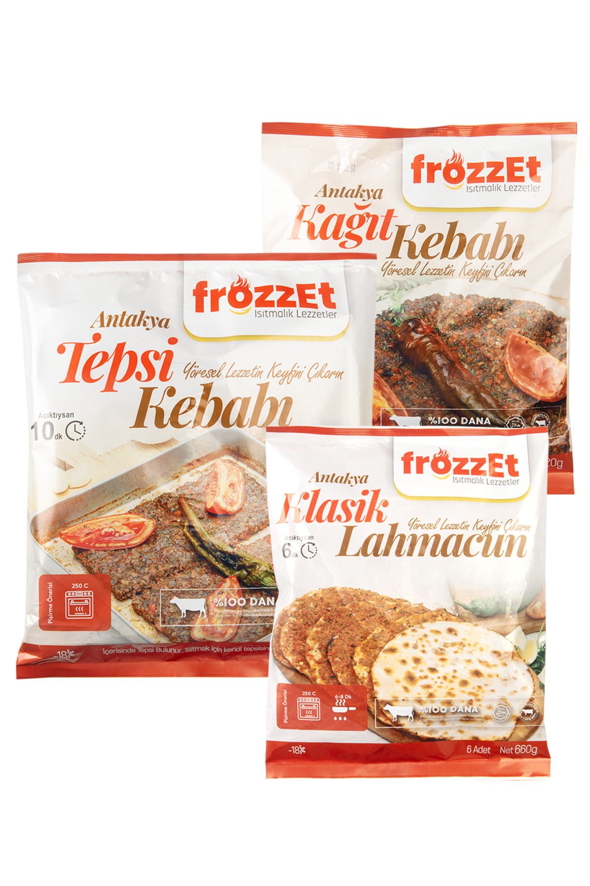 Frozzet Gıda Frozzet Avantajlı Koli Lahmacun, Tepsi Kebabı, Kağıt Kebabı