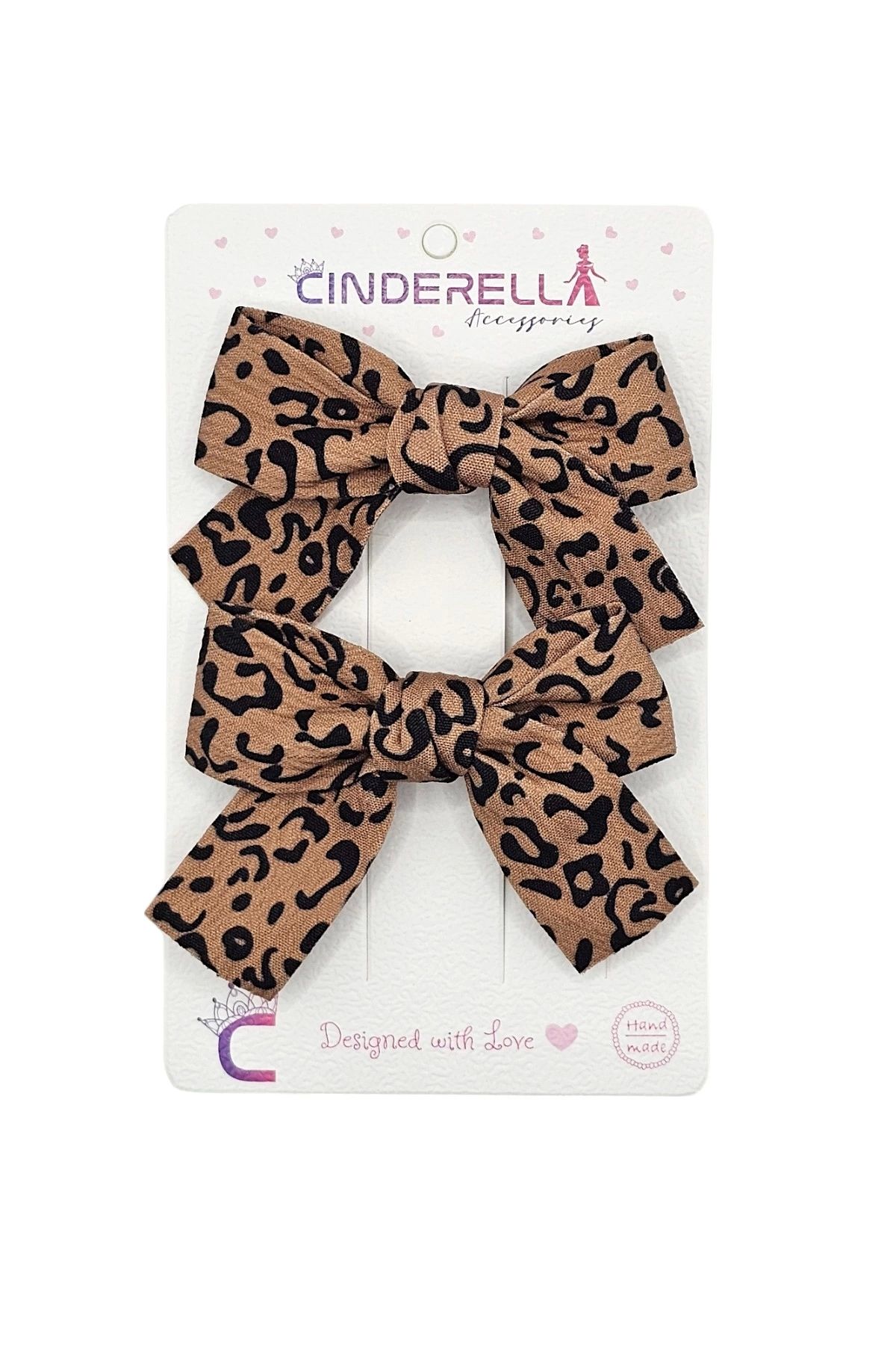 Cinderella-Beige Brown Colored 2-Piece Girls' Bow Buckle Set - Soft Ribbon Collet Baby Hair Clip 1