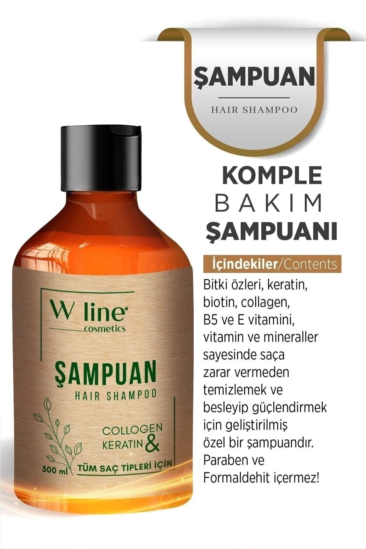 wline Saç Dökülmesine Karşı Collagen & Keratin Bakım Şampuanı 500 ml-5