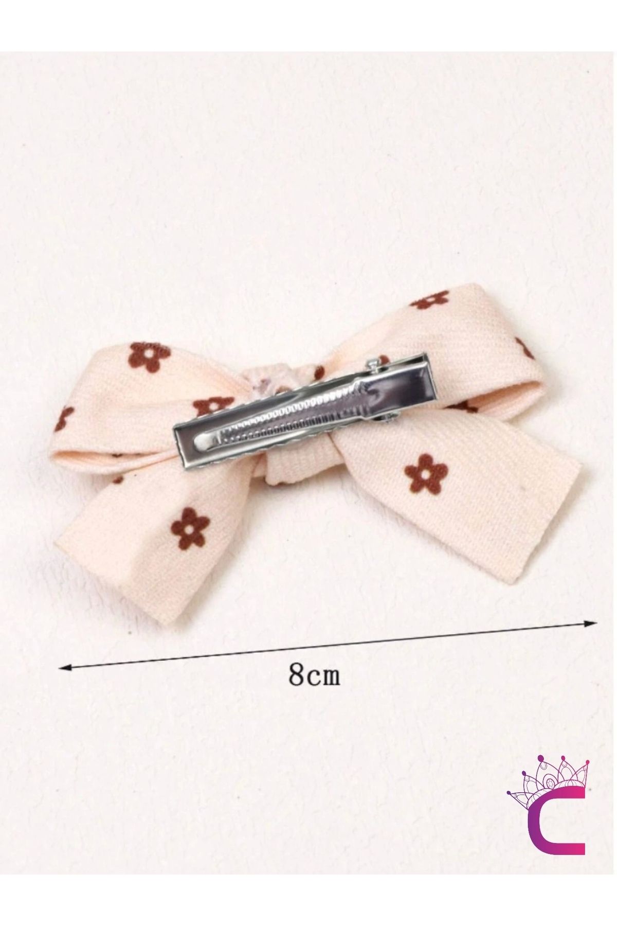 Cinderella-Beige Brown Colored 2-Piece Girls' Bow Buckle Set - Soft Ribbon Collet Baby Hair Clip 3