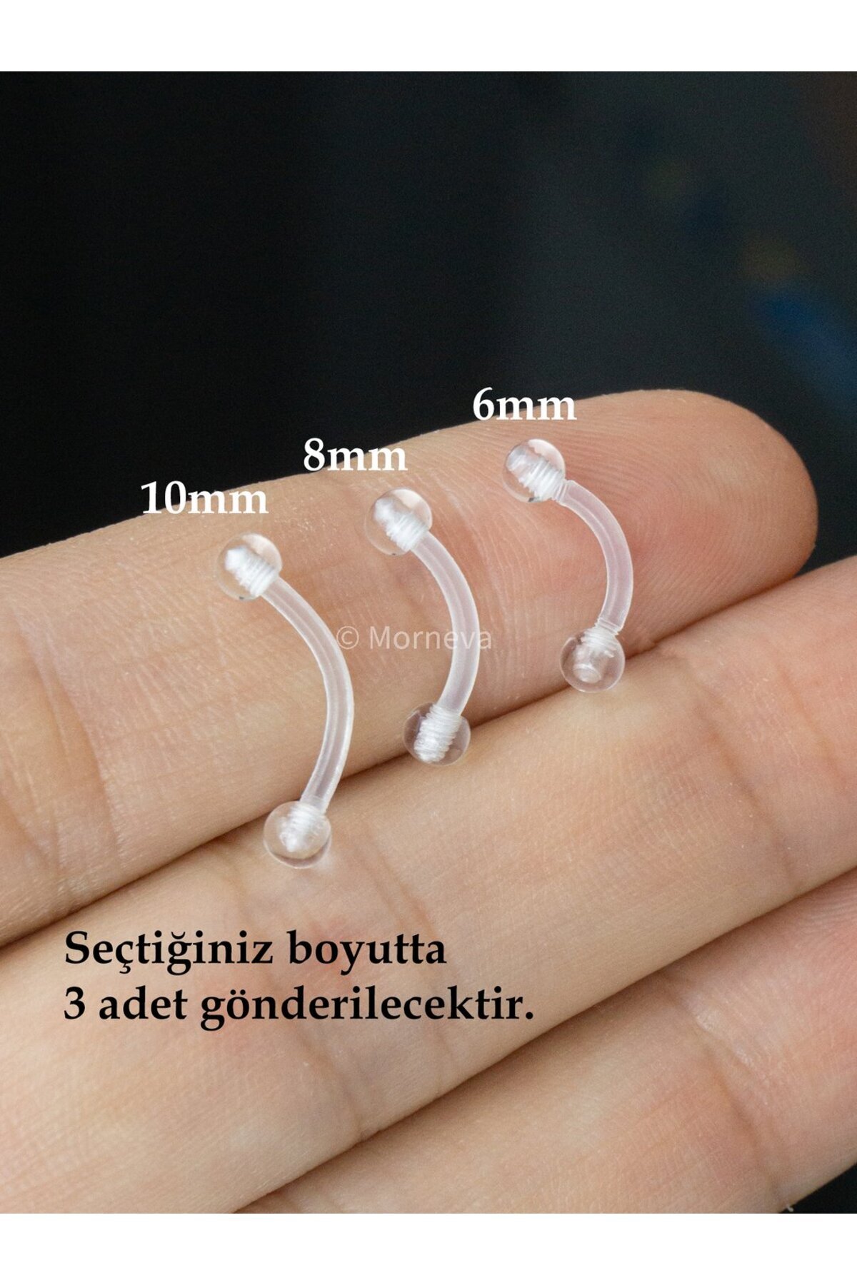 MORNEVA Şeffaf Görünmez Bioplast Daith Rook Tragus Smiley Banana Kaş Piercingi (3 Adet) görsel 3