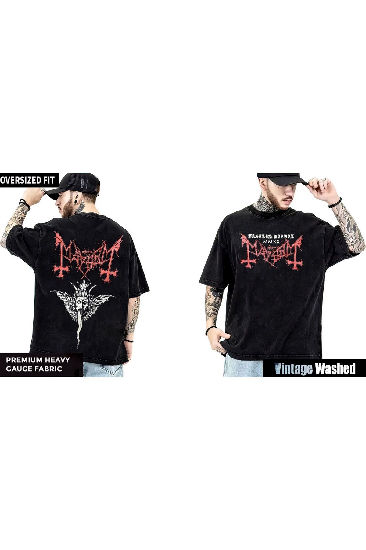 Metal Giyim-Mayhem Washed over Size T-Shirt 1