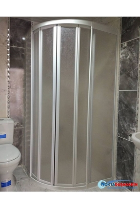 nokta duşakabin Teknesiz Oval Duşakabin Plastik Camlı Beyaz Profilli