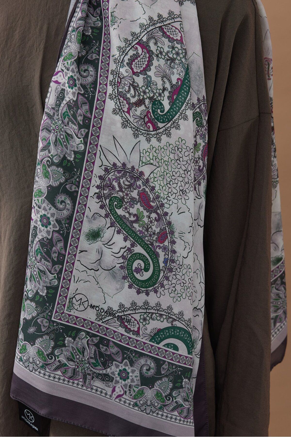 Modakaşmir-Damask Pattern Cotton Shawl 3