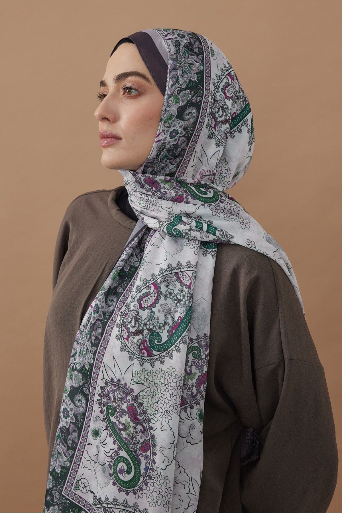 Modakaşmir-Damask Pattern Cotton Shawl 2