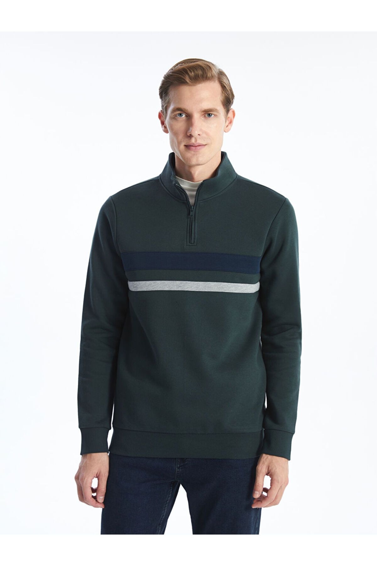 LC Waikiki Dik Yaka Uzun Kollu Erkek Kalın Sweatshirt